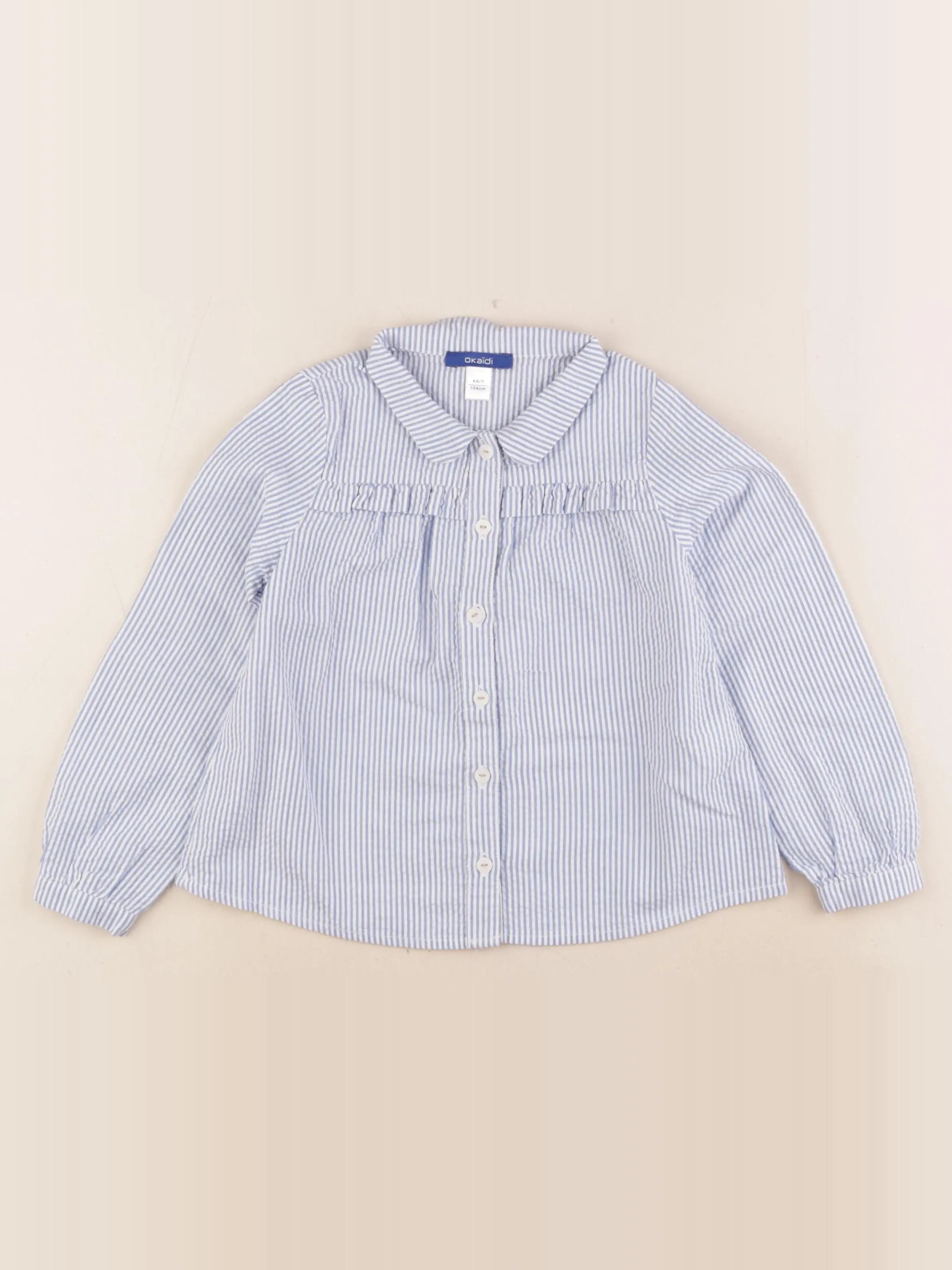 Okaidi - blouse blanc, bleu - 4 ans