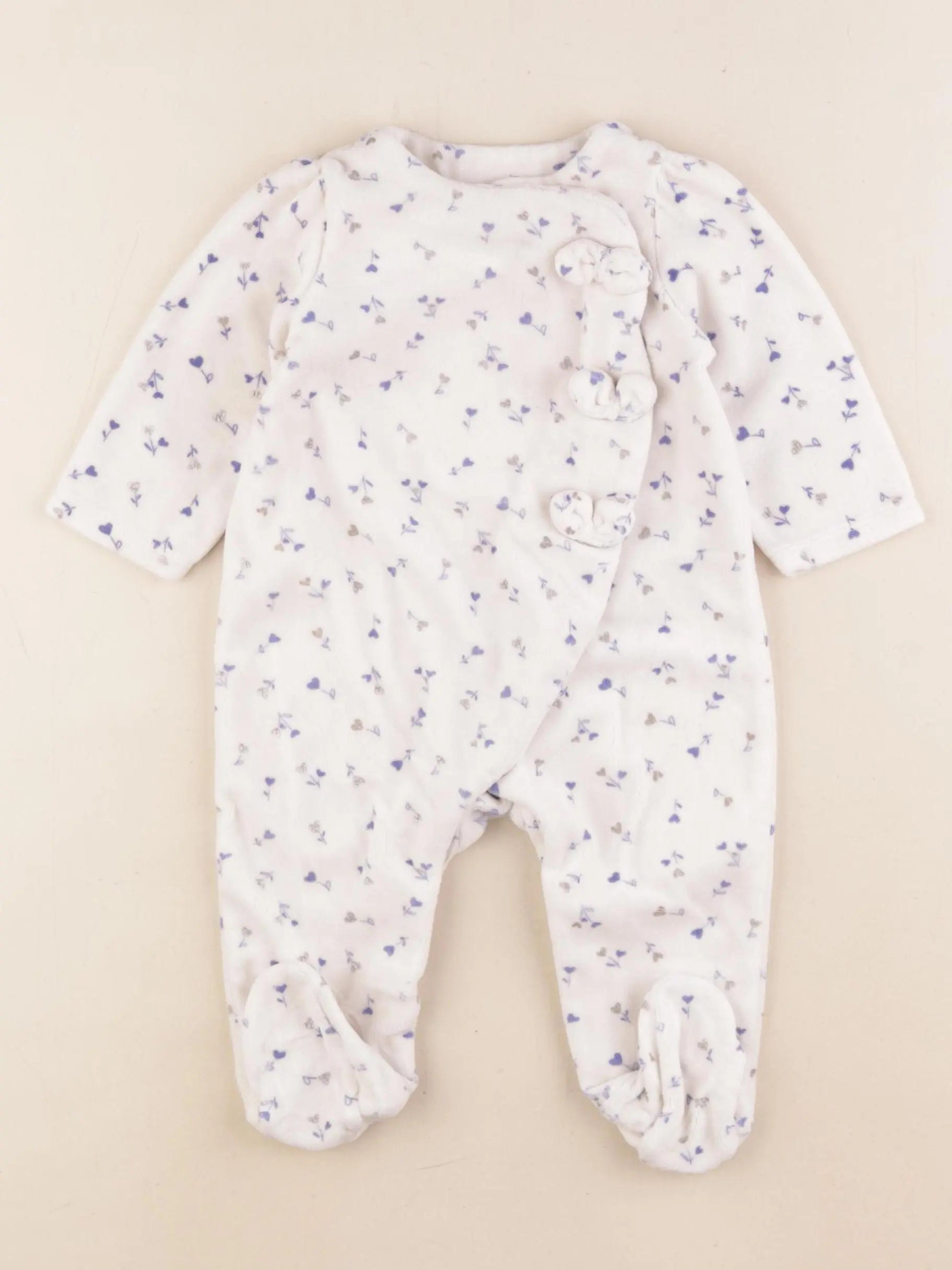 Tape à l'oeil - pyjama velours bleu, blanc - 6 mois