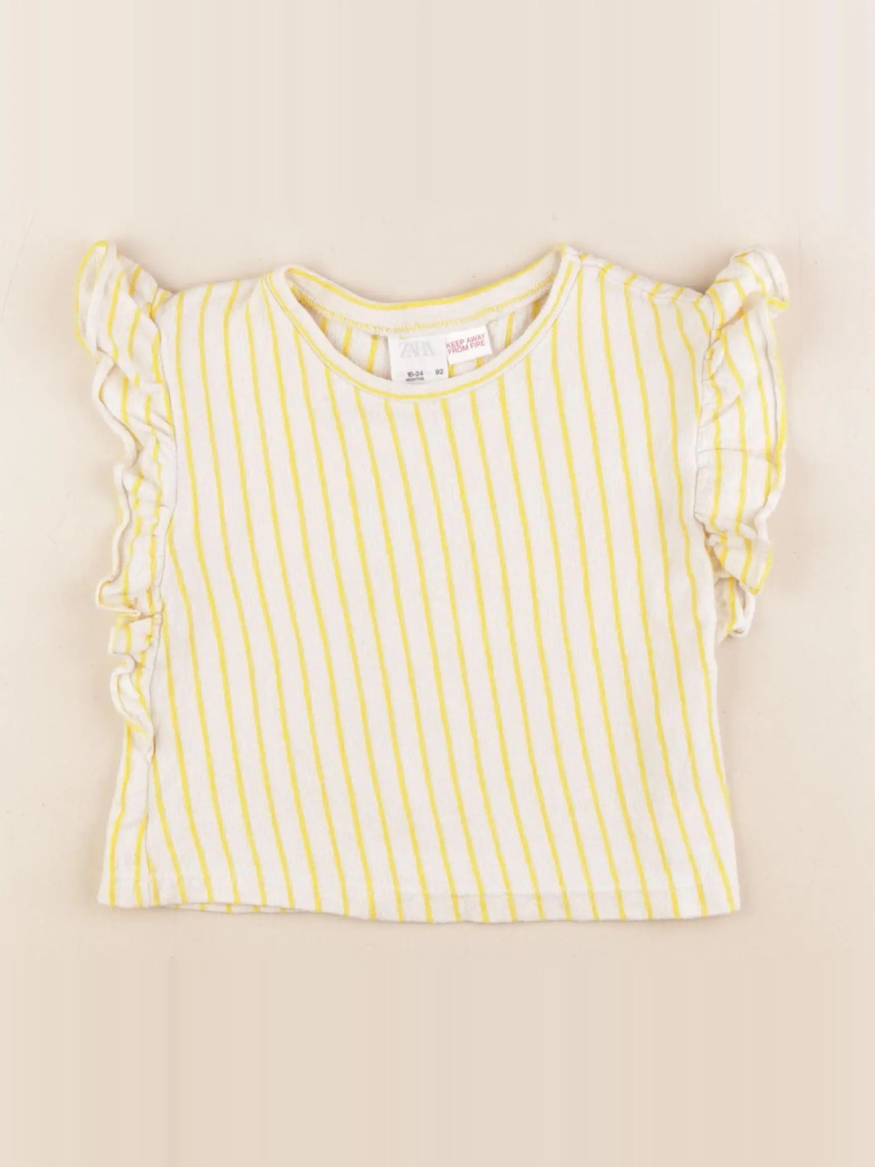 Zara - tee-shirt blanc, jaune - 18/24 mois