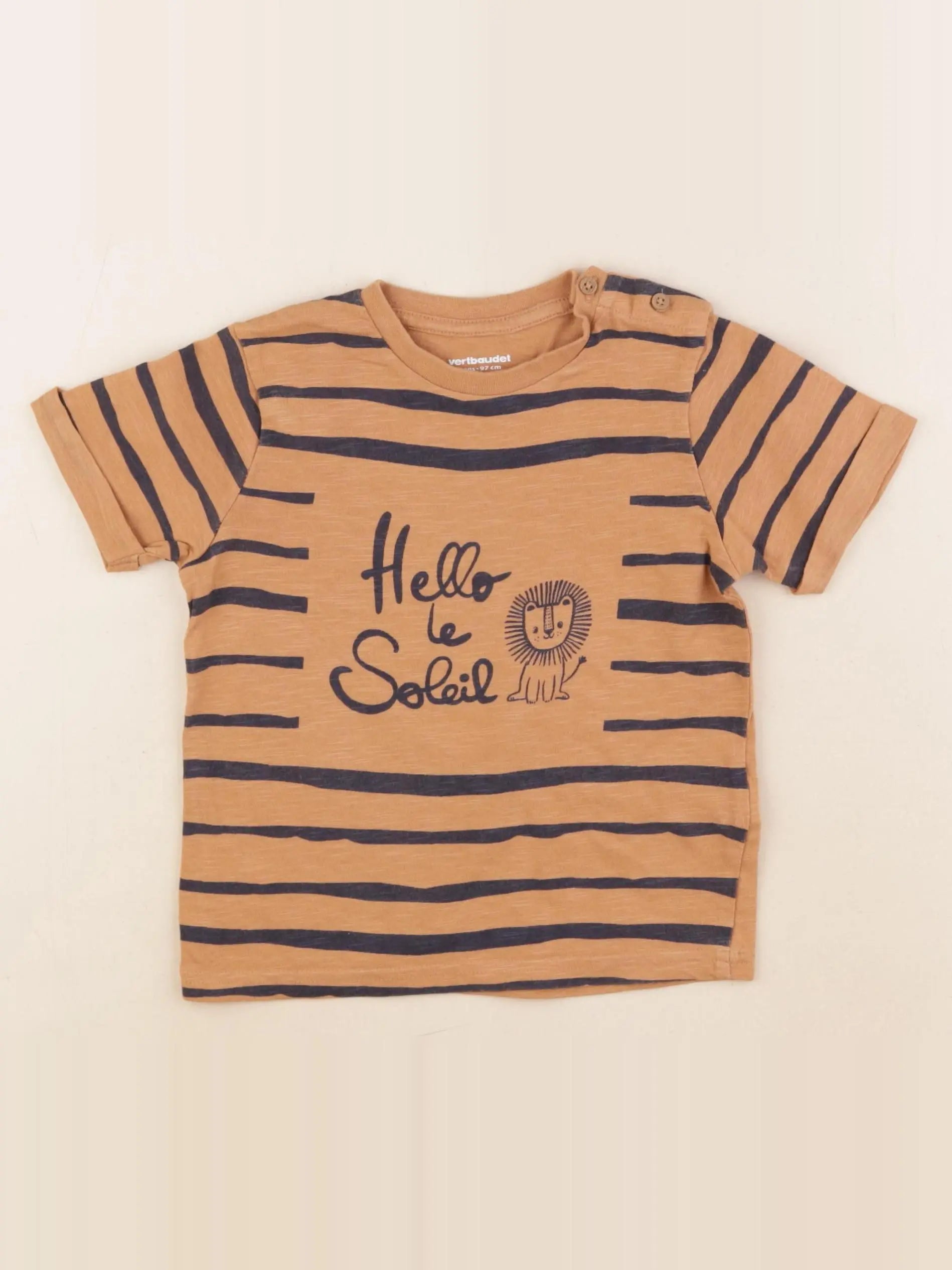 Vertbaudet - tee-shirt marron, noir - 3 ans