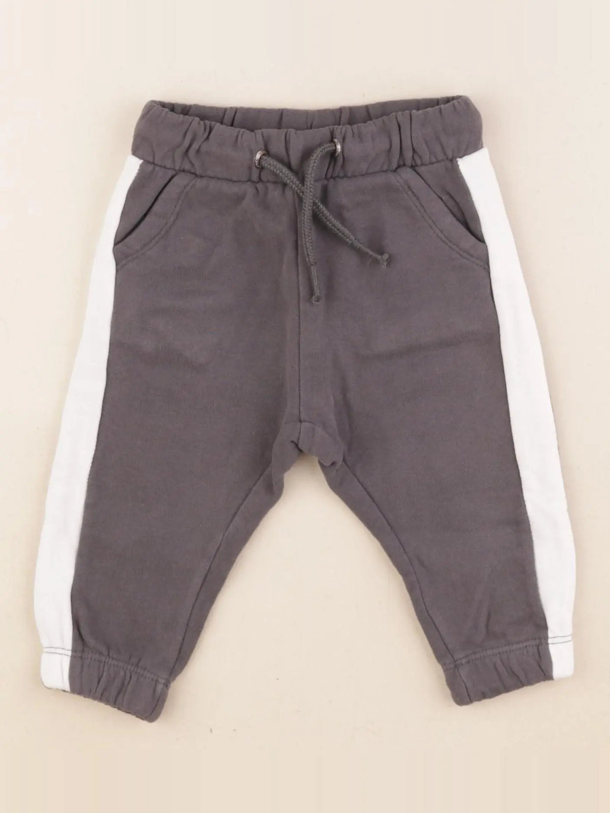 Vertbaudet - jogging doublé gris, blanc - 9 mois