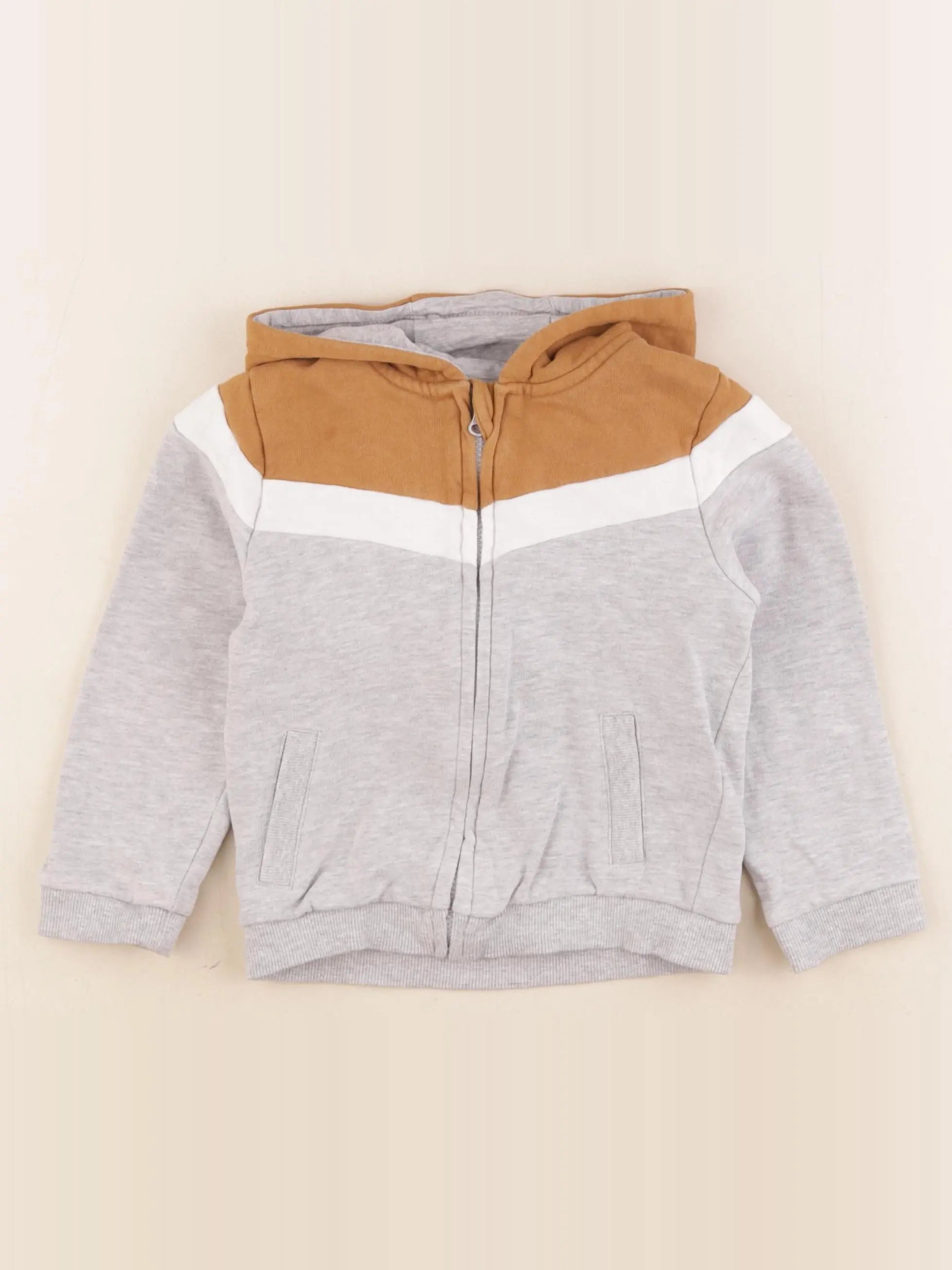 Vertbaudet - sweat marron, gris - 36 mois