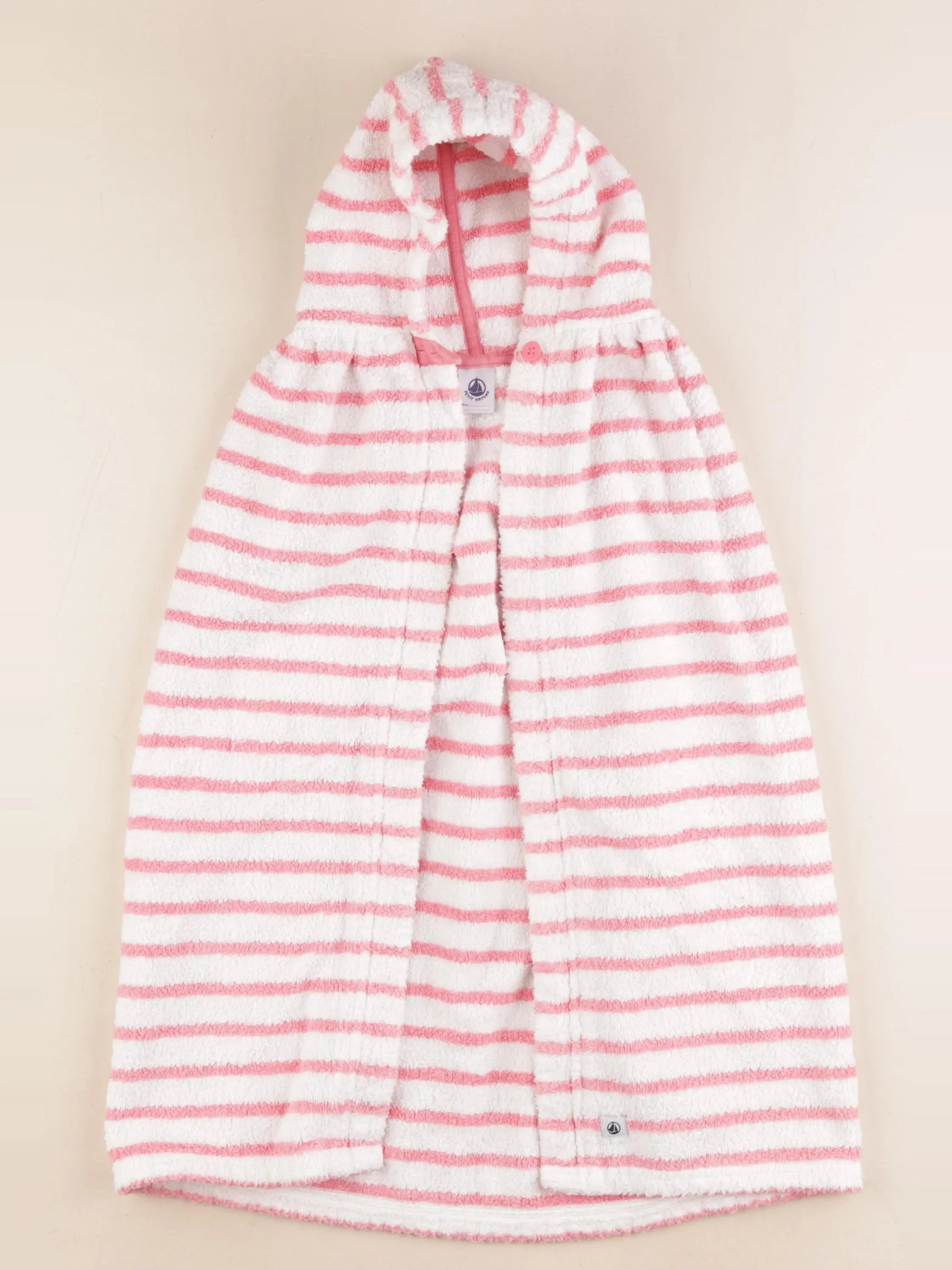 Petit Bateau - cape de bain blanc, rose - 0/18 mois