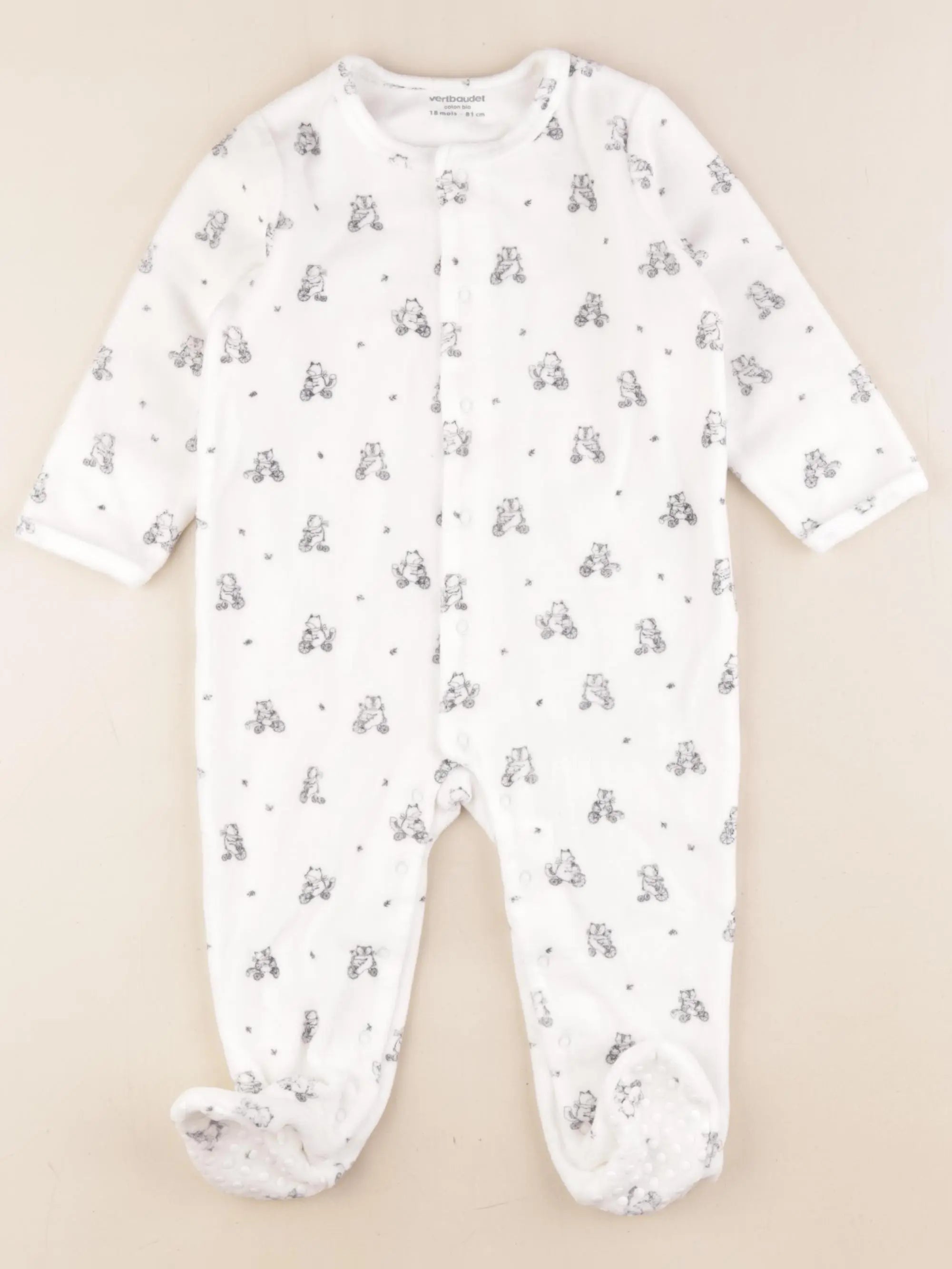 Vertbaudet - pyjama velours blanc - 18 mois