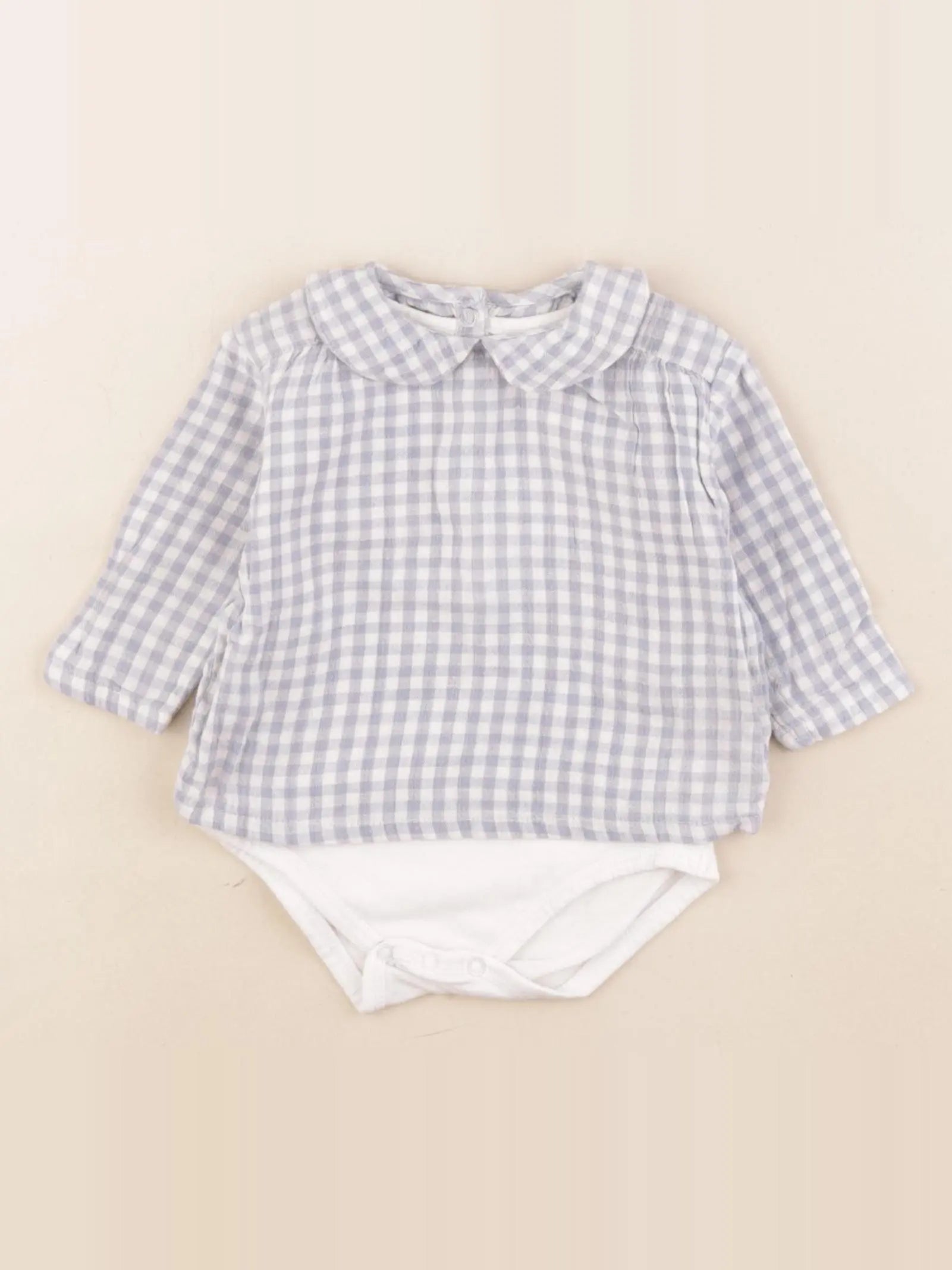 El Corte Inglés  - body blouse bleu, blanc - 3/6 mois