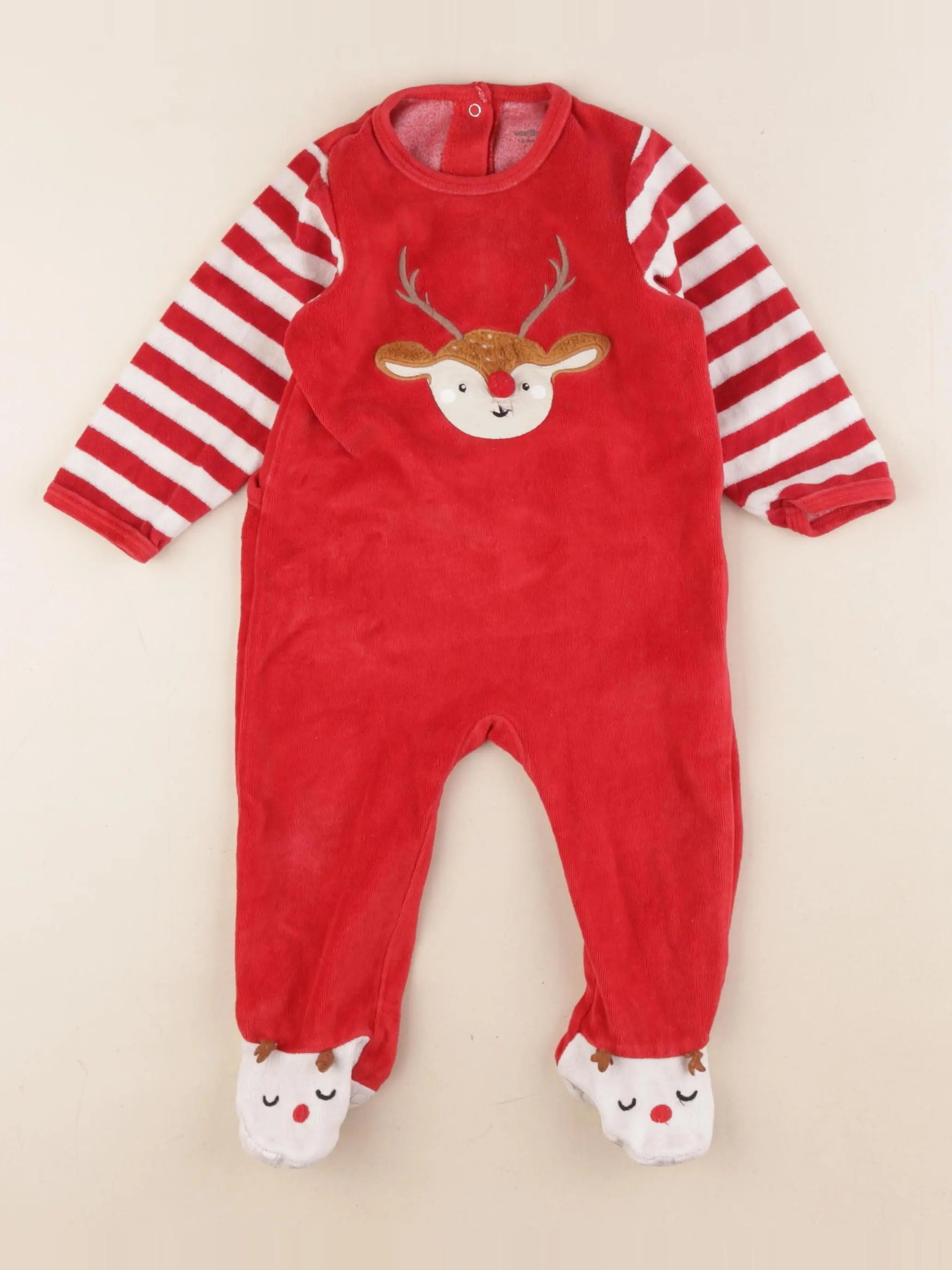 Vertbaudet - pyjama velours rouge - 12 mois