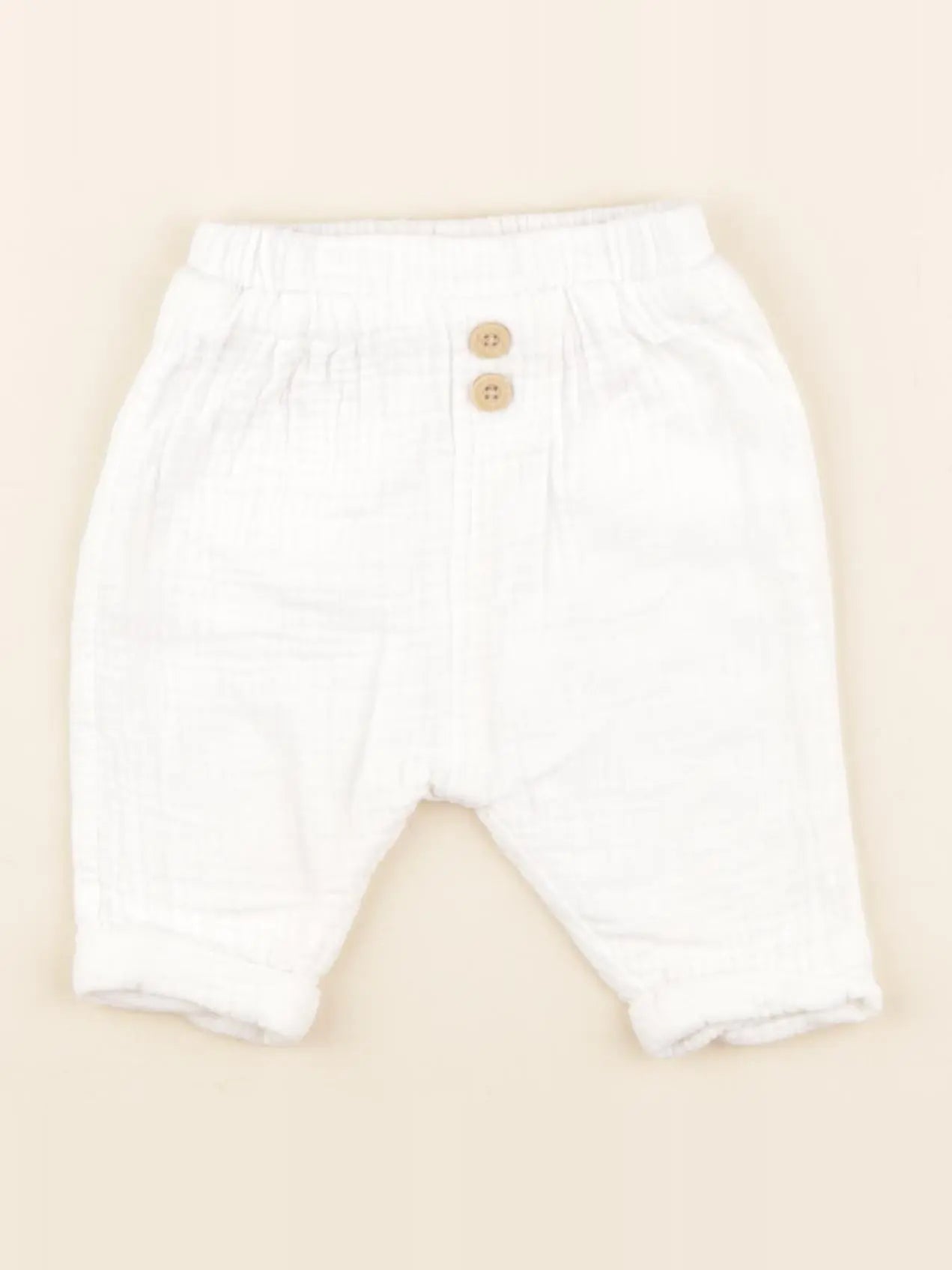 Vertbaudet - pantalon doublé blanc - 1 mois