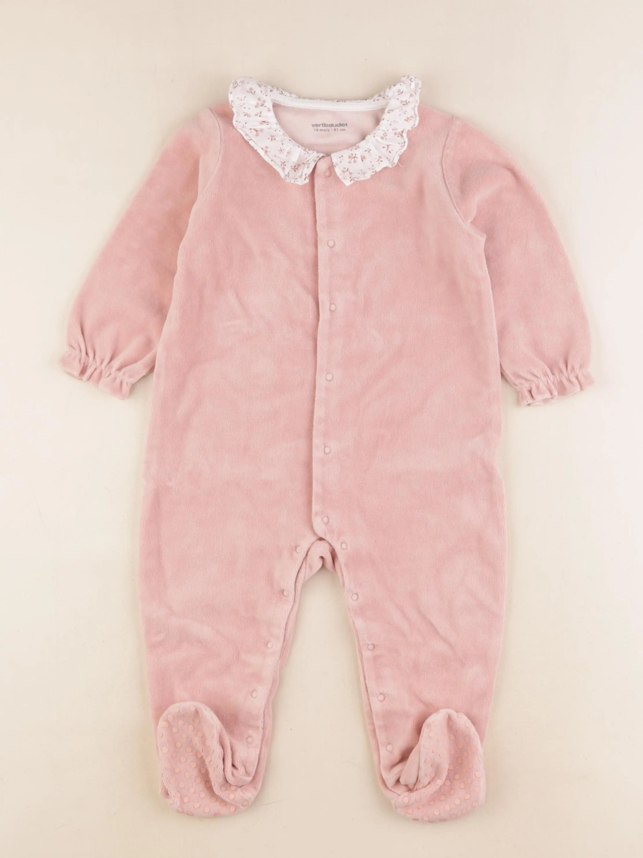 Vertbaudet - pyjama velours rose - 18 mois