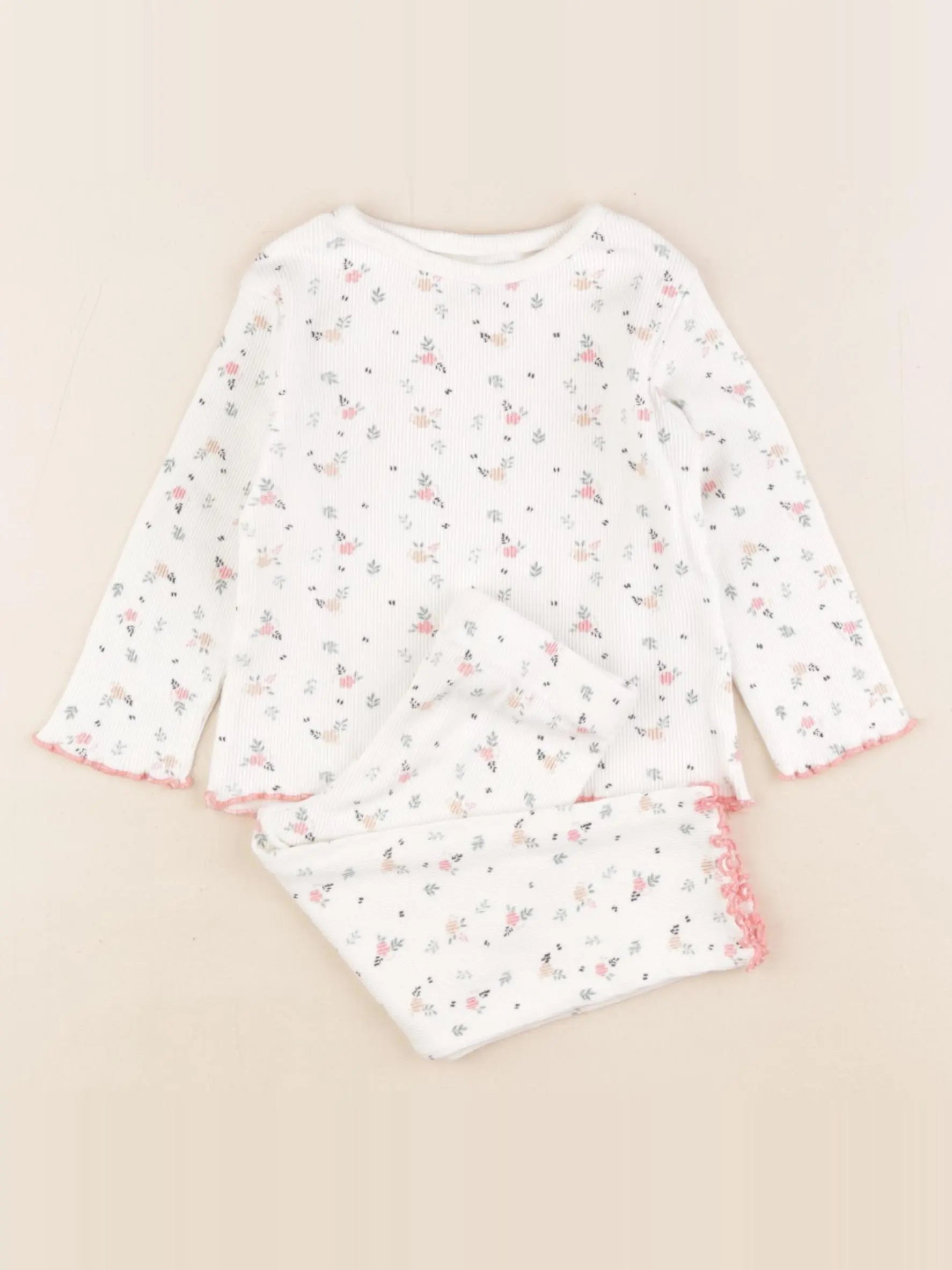 Vertbaudet - pyjama coton blanc - 24 mois