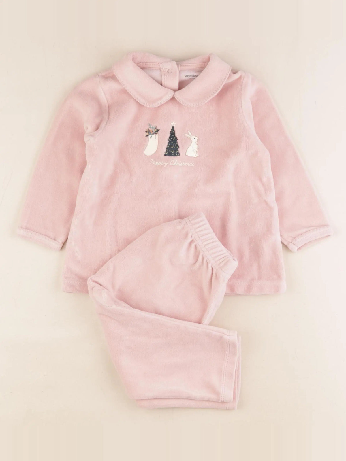 Vertbaudet - pyjama velours rose - 18 mois