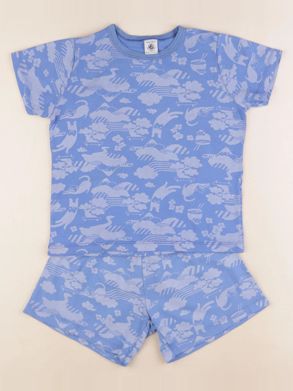 Petit Bateau - pyjama coton bleu - 8 ans