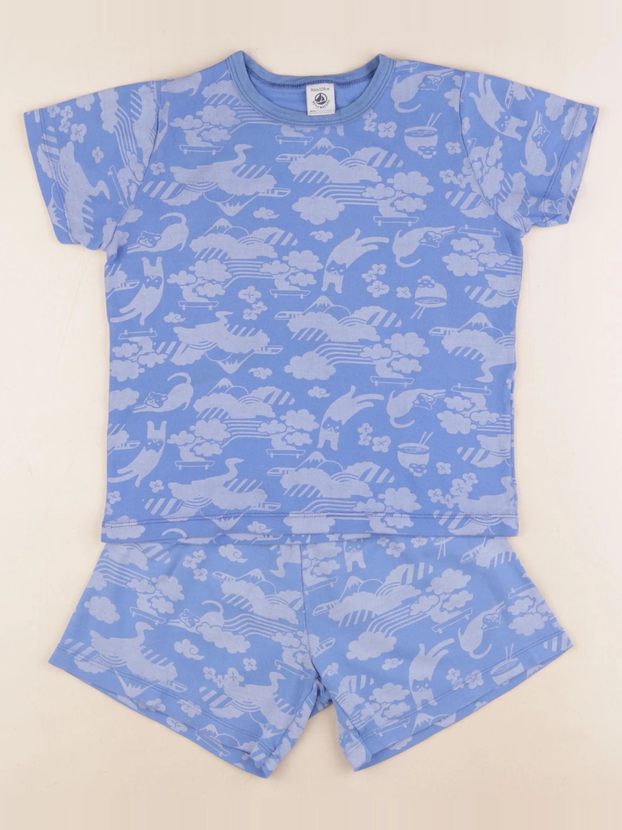 Petit Bateau - pyjama coton bleu - 8 ans
