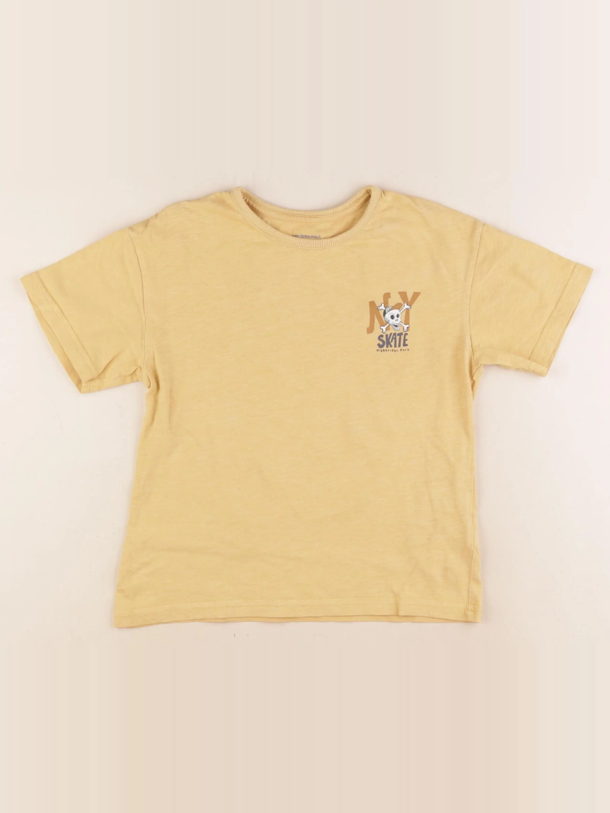 Vertbaudet - tee-shirt imprimé au dos jaune - 8 ans