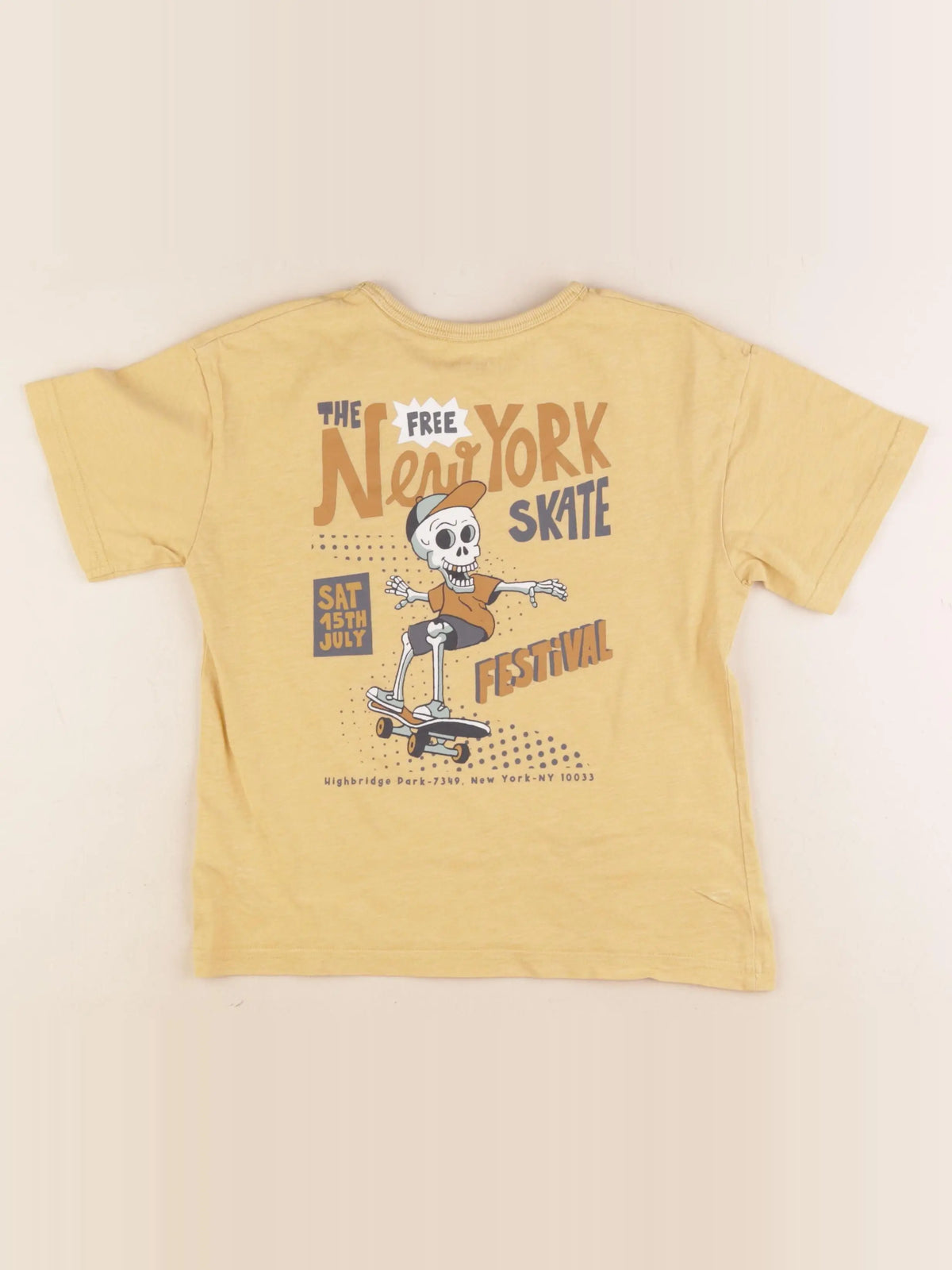 Vertbaudet - tee-shirt imprimé au dos jaune - 8 ans