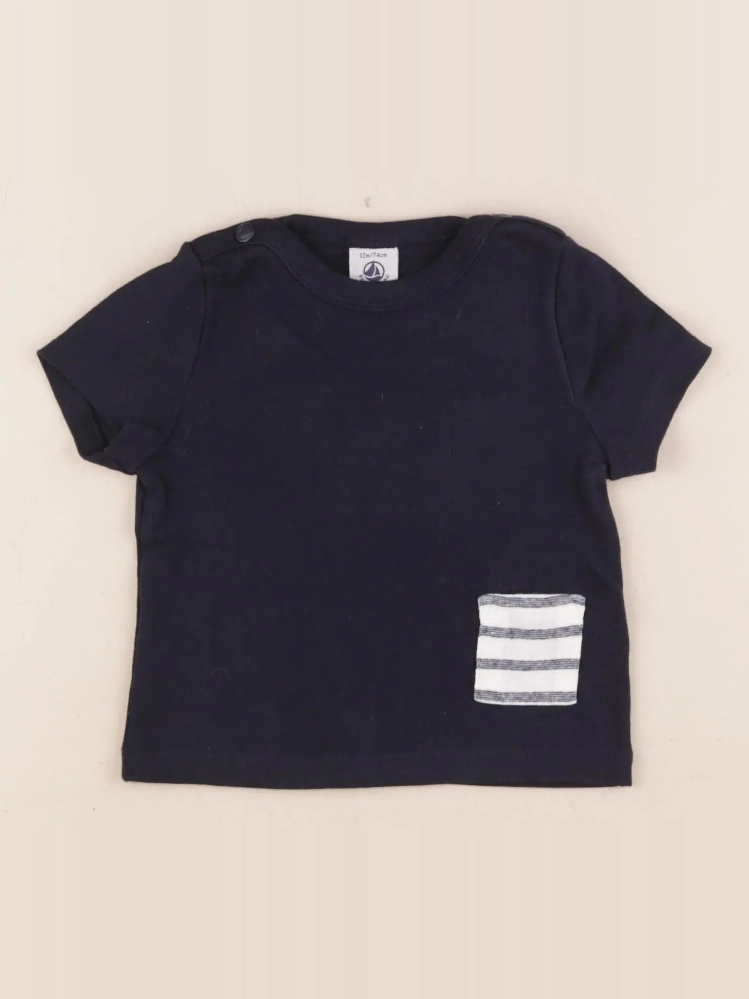 Petit Bateau - tee-shirt bleu - 12 mois