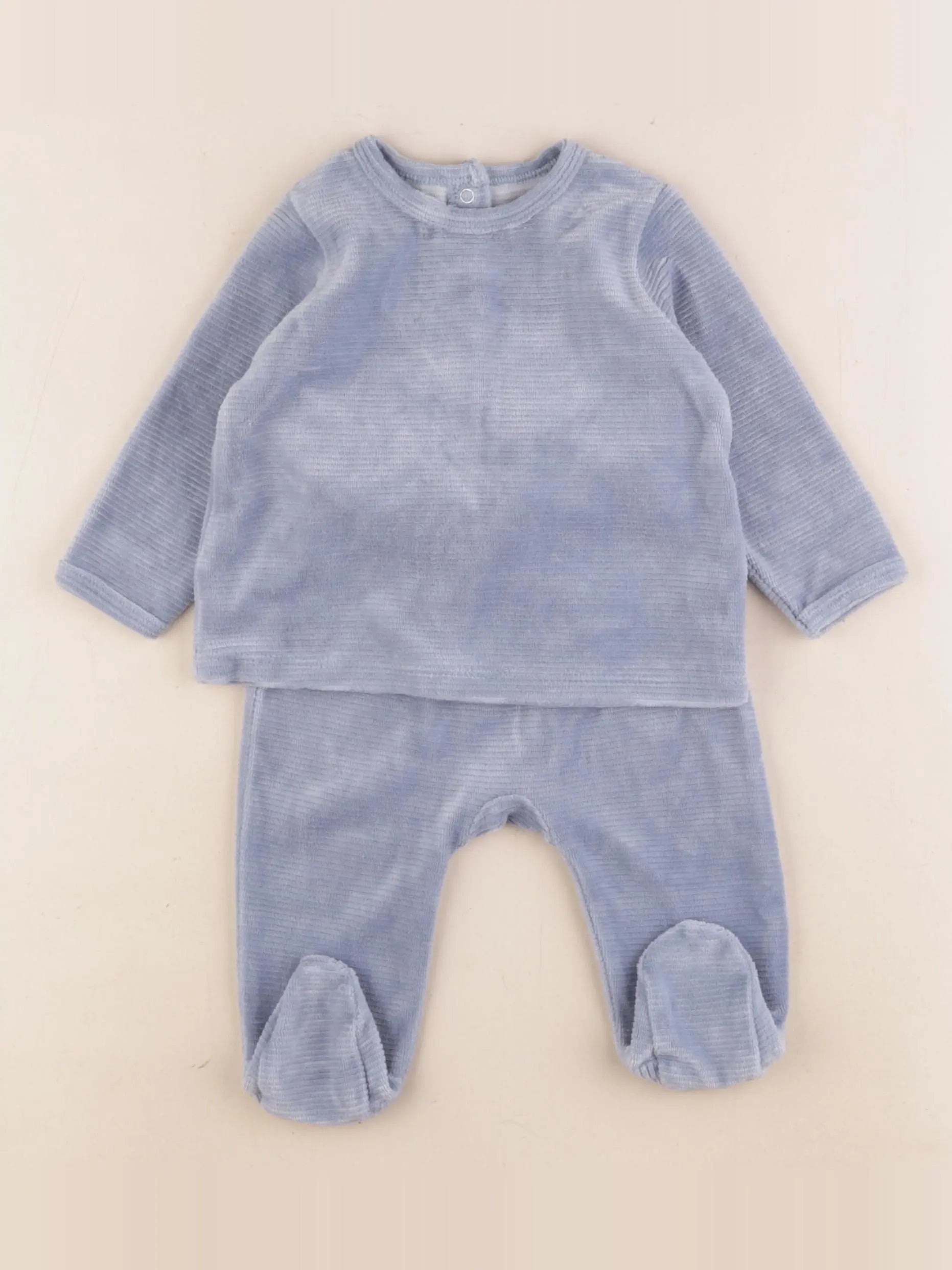 Vertbaudet - pyjama velours bleu - 6 mois