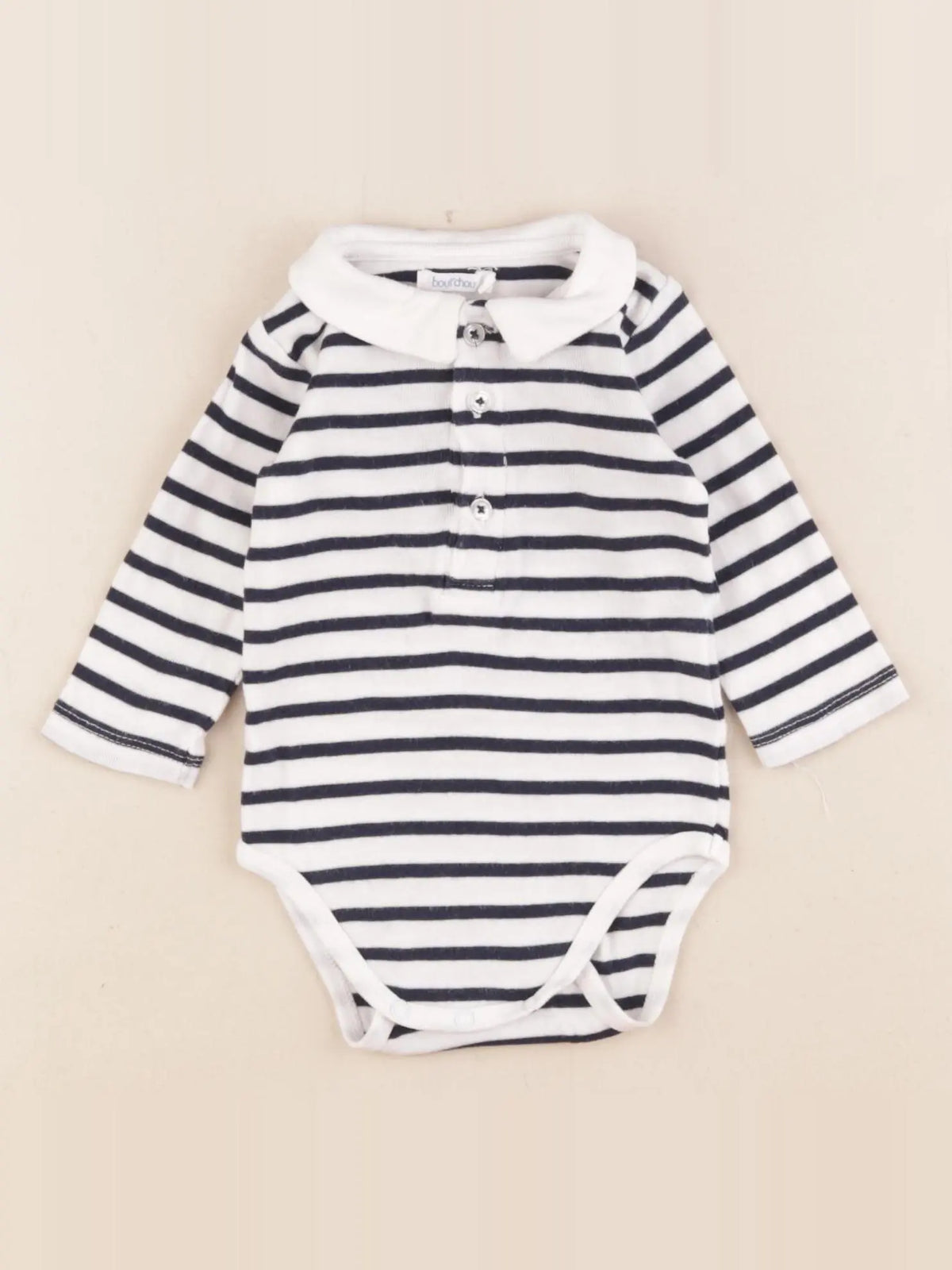 Boutchou - body à col blanc, bleu - 6 mois