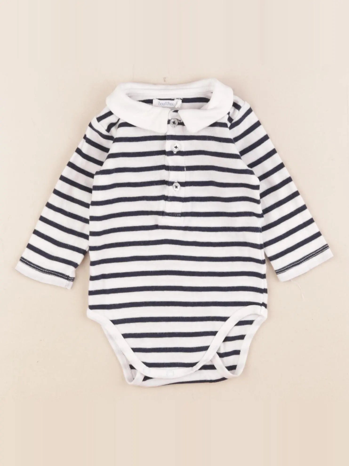 Boutchou - body à col blanc, bleu - 6 mois