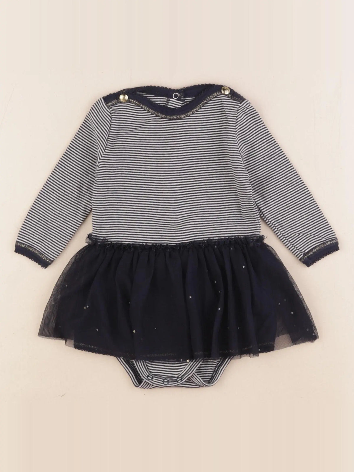 Petit Bateau - body robe bleu - 6 mois