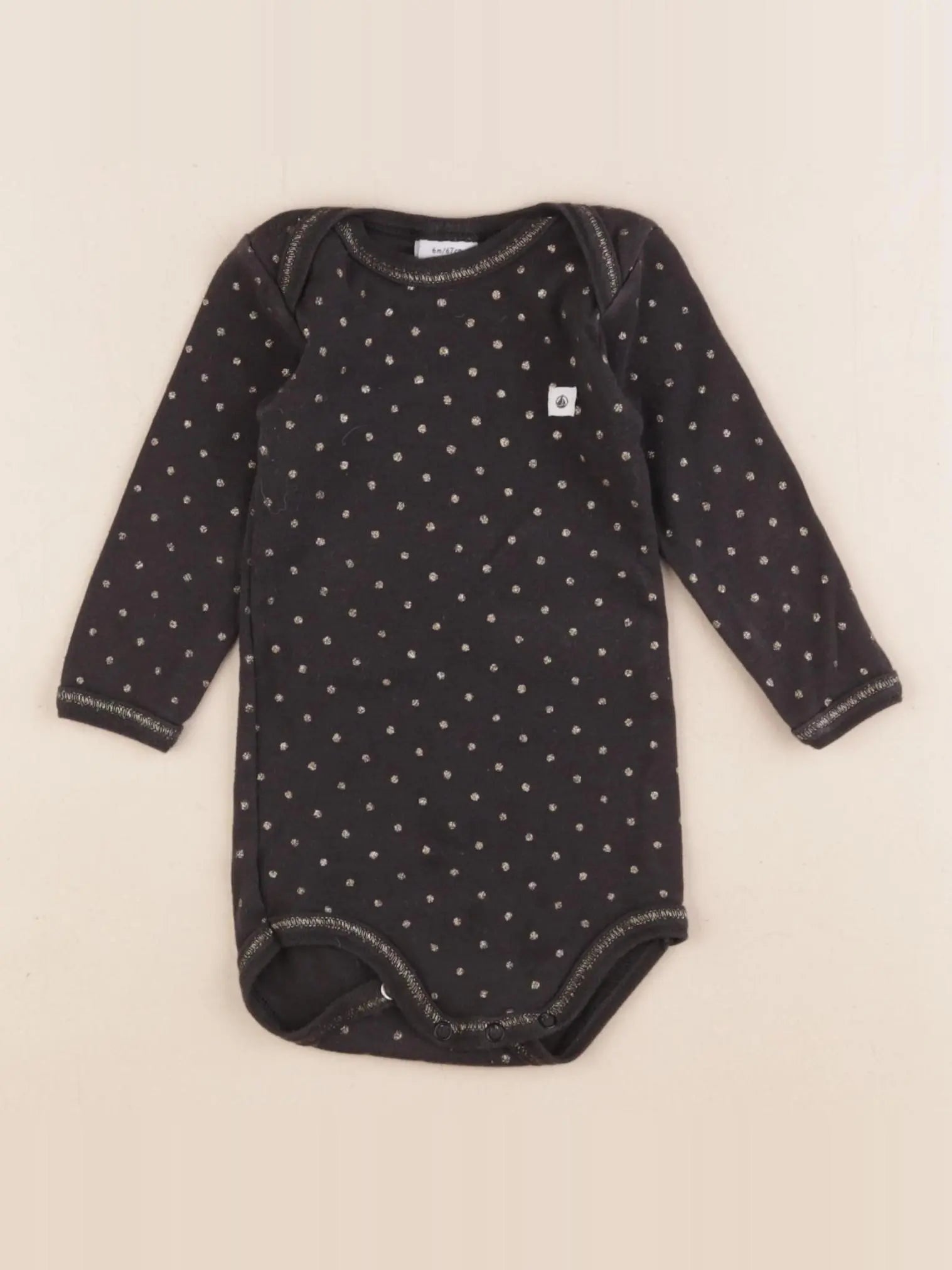 Petit Bateau - body noir - 6 mois