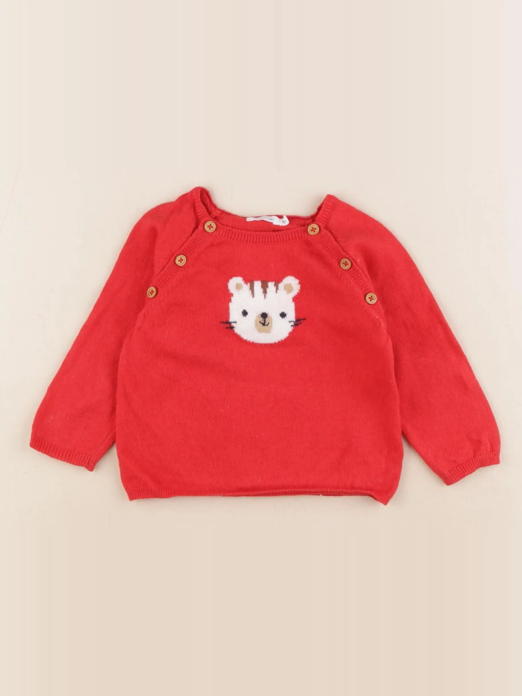 Boutchou - pull rouge - 9 mois