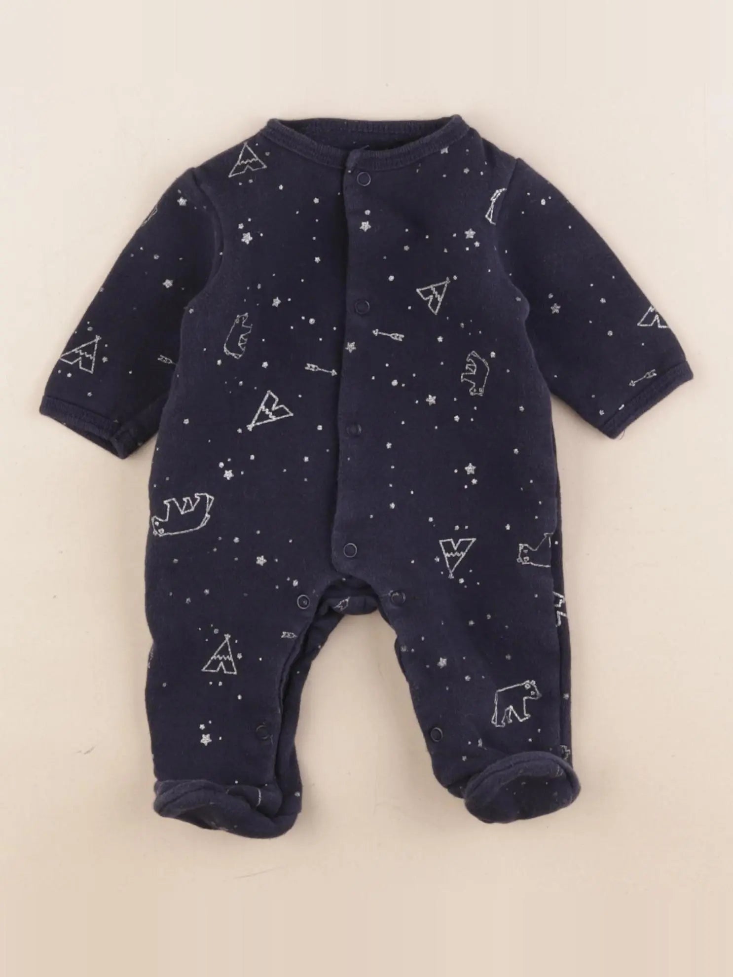 Vertbaudet - pyjama coton bleu - 1 mois