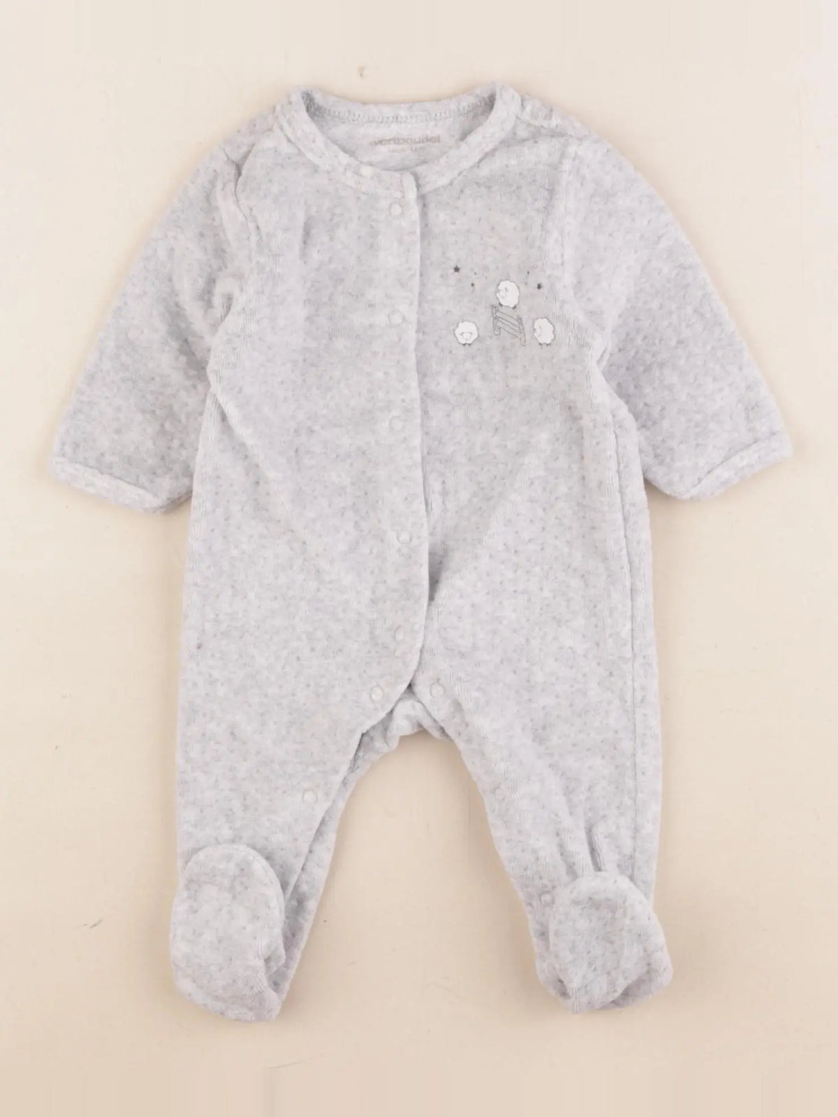 Vertbaudet - pyjama velours gris - 1 mois