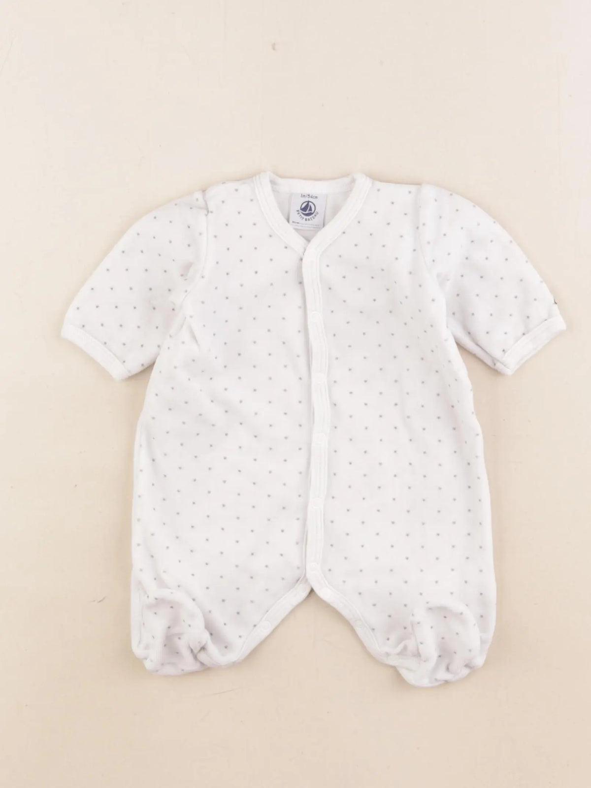 Petit Bateau - pyjama velours blanc - 1 mois