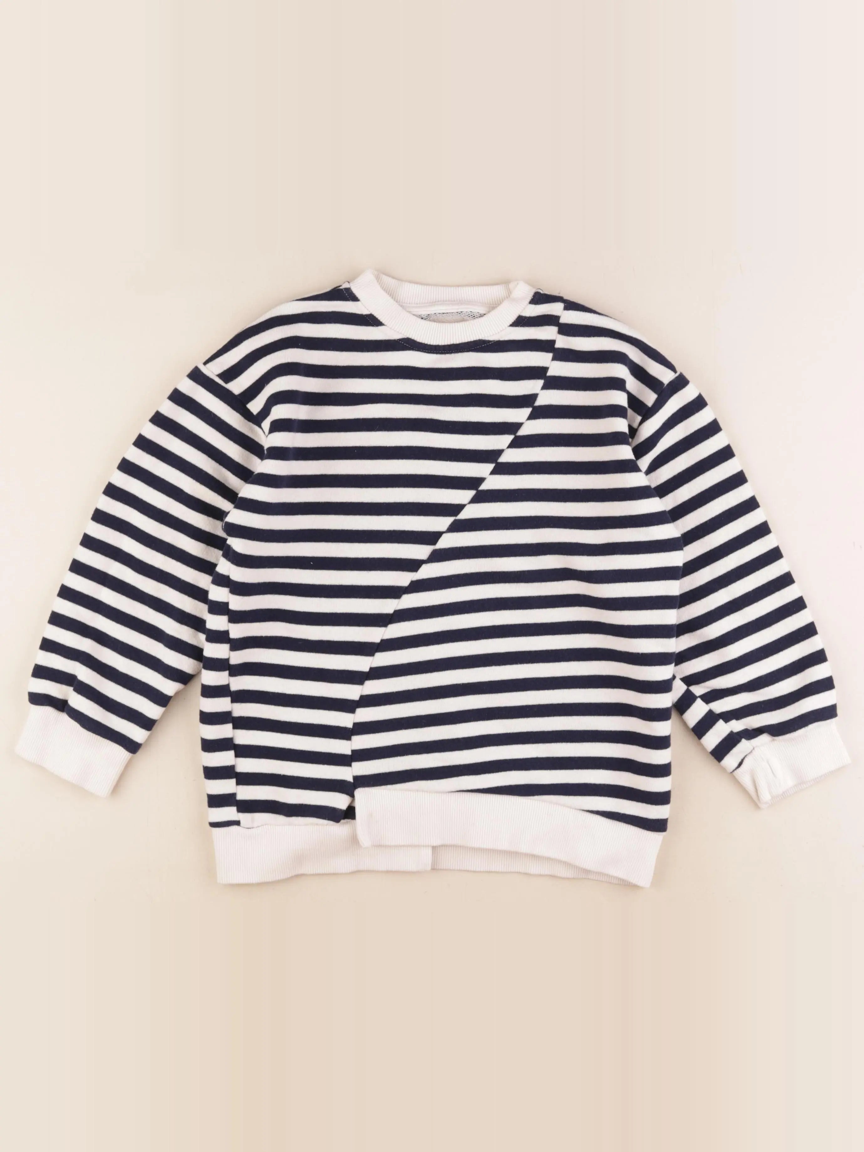 Zara - sweat bleu, blanc - 6/7 ans