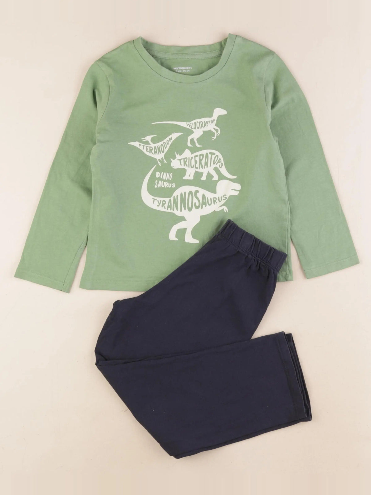 Vertbaudet - pyjama coton bleu, vert - 5 ans