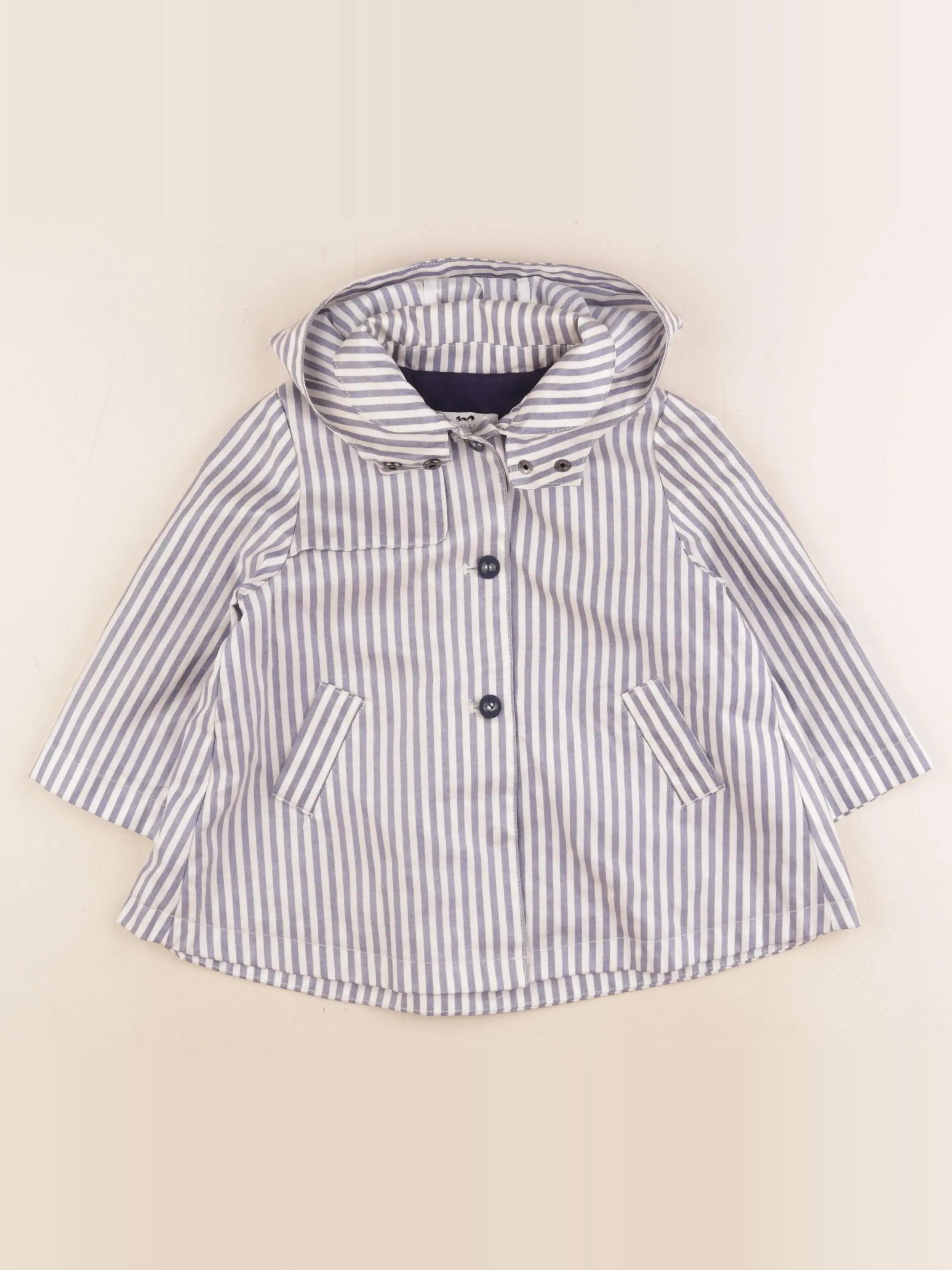 Cyrillus - imperméable bleu, blanc - 24 mois