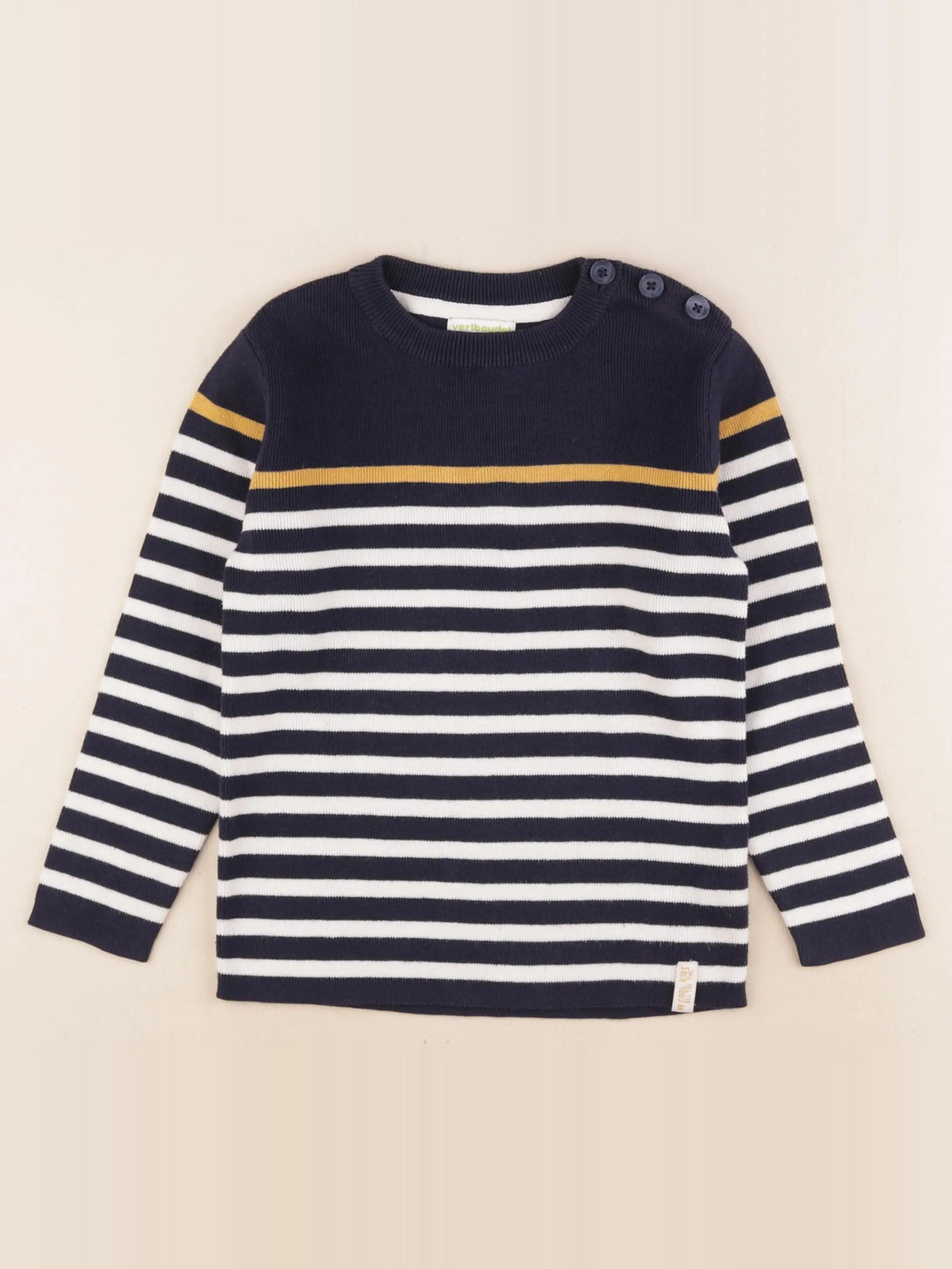 Vertbaudet - pull blanc, bleu - 6 ans
