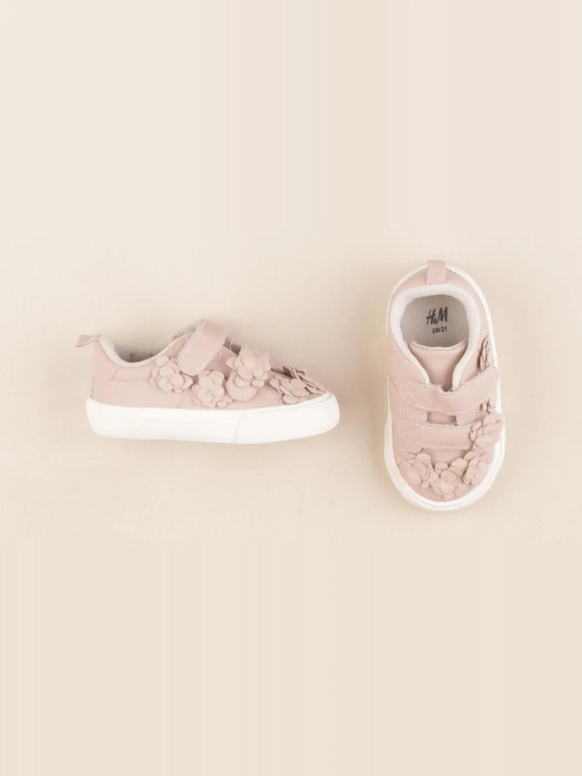 H&M - tennis à scratch/ lacets rose - pointure 20/21