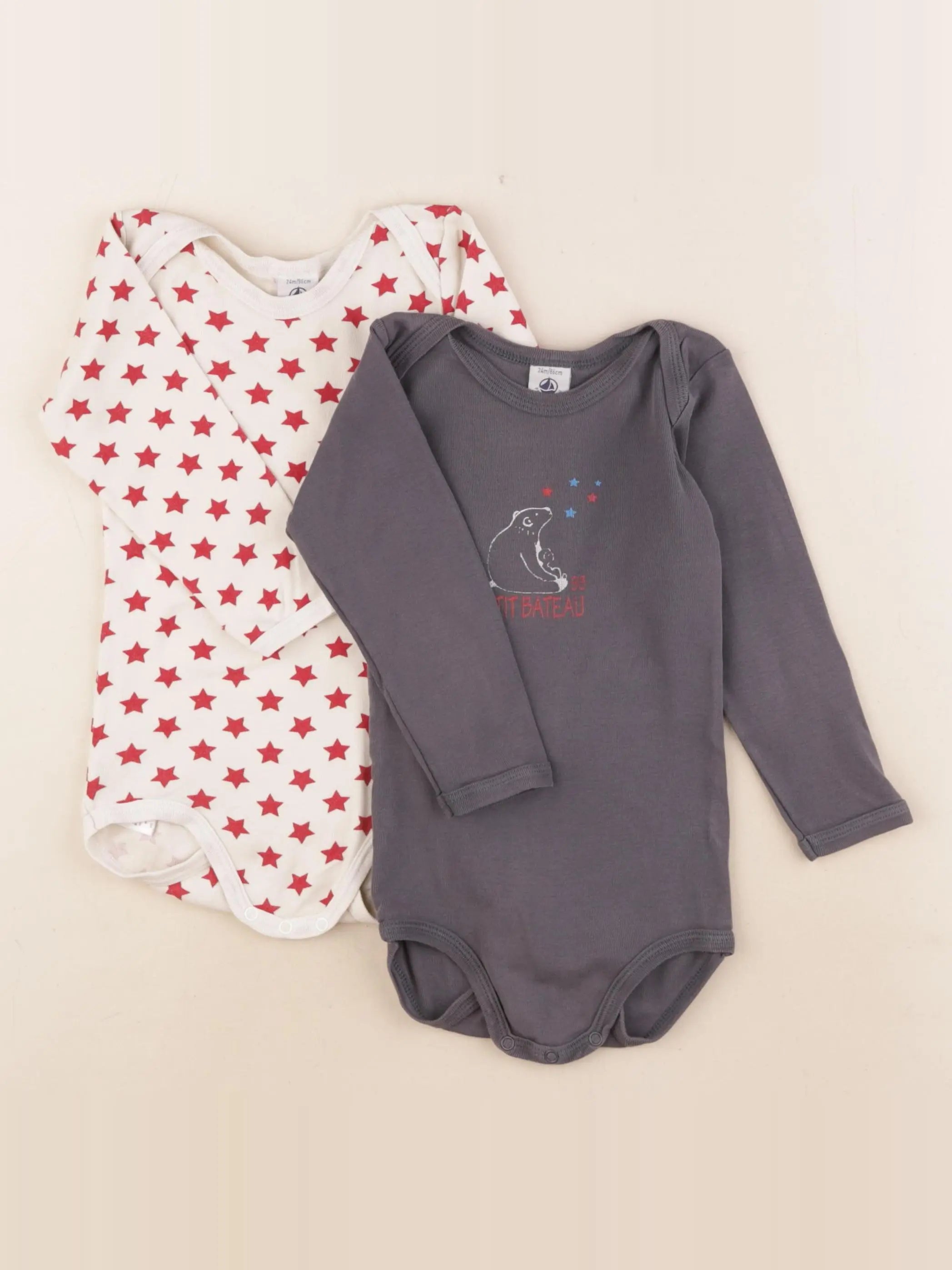 Petit Bateau - lot de 2 bodies en coton multicolore - 24 mois