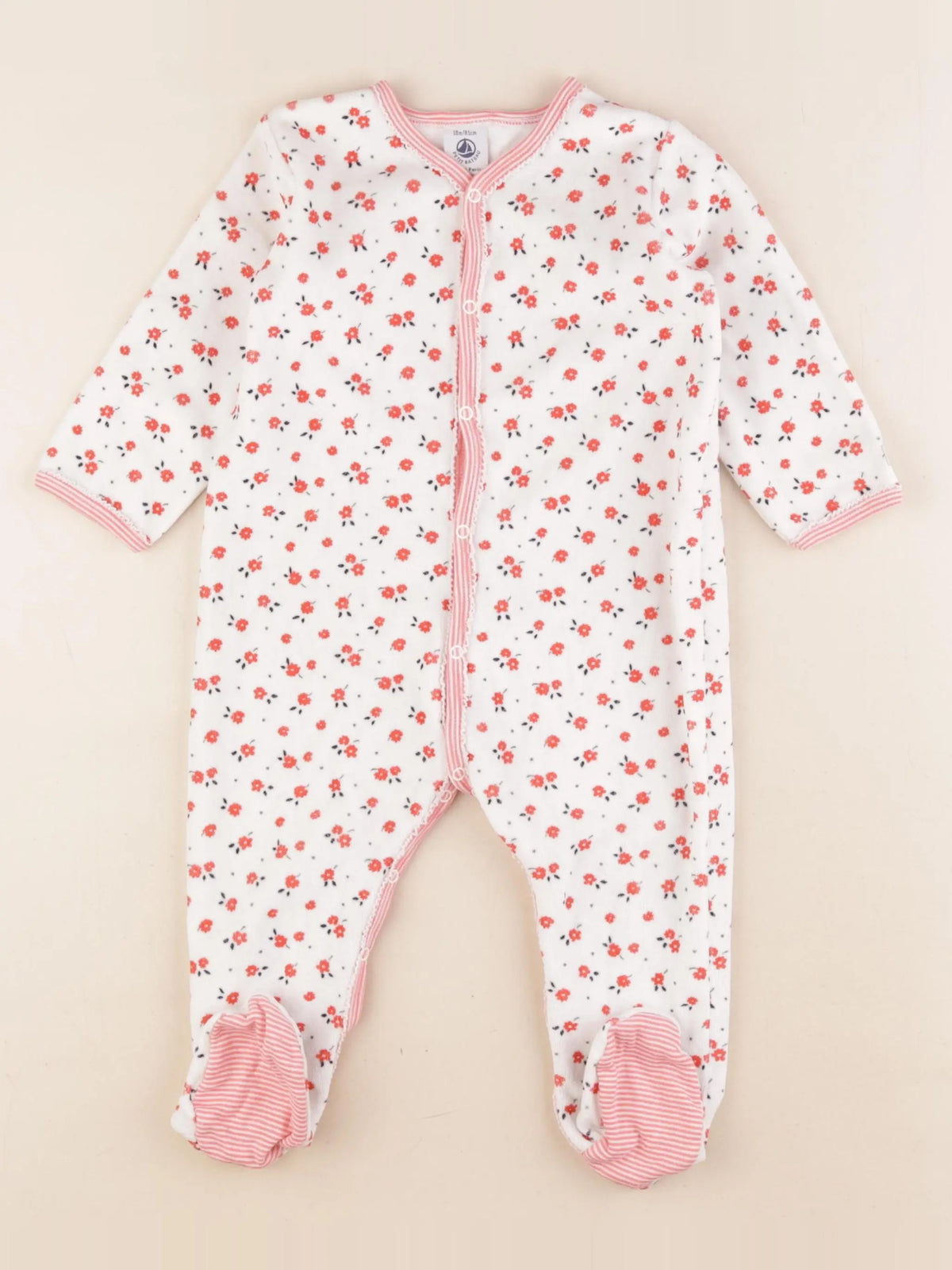 Petit Bateau - pyjama velours blanc - 18 mois