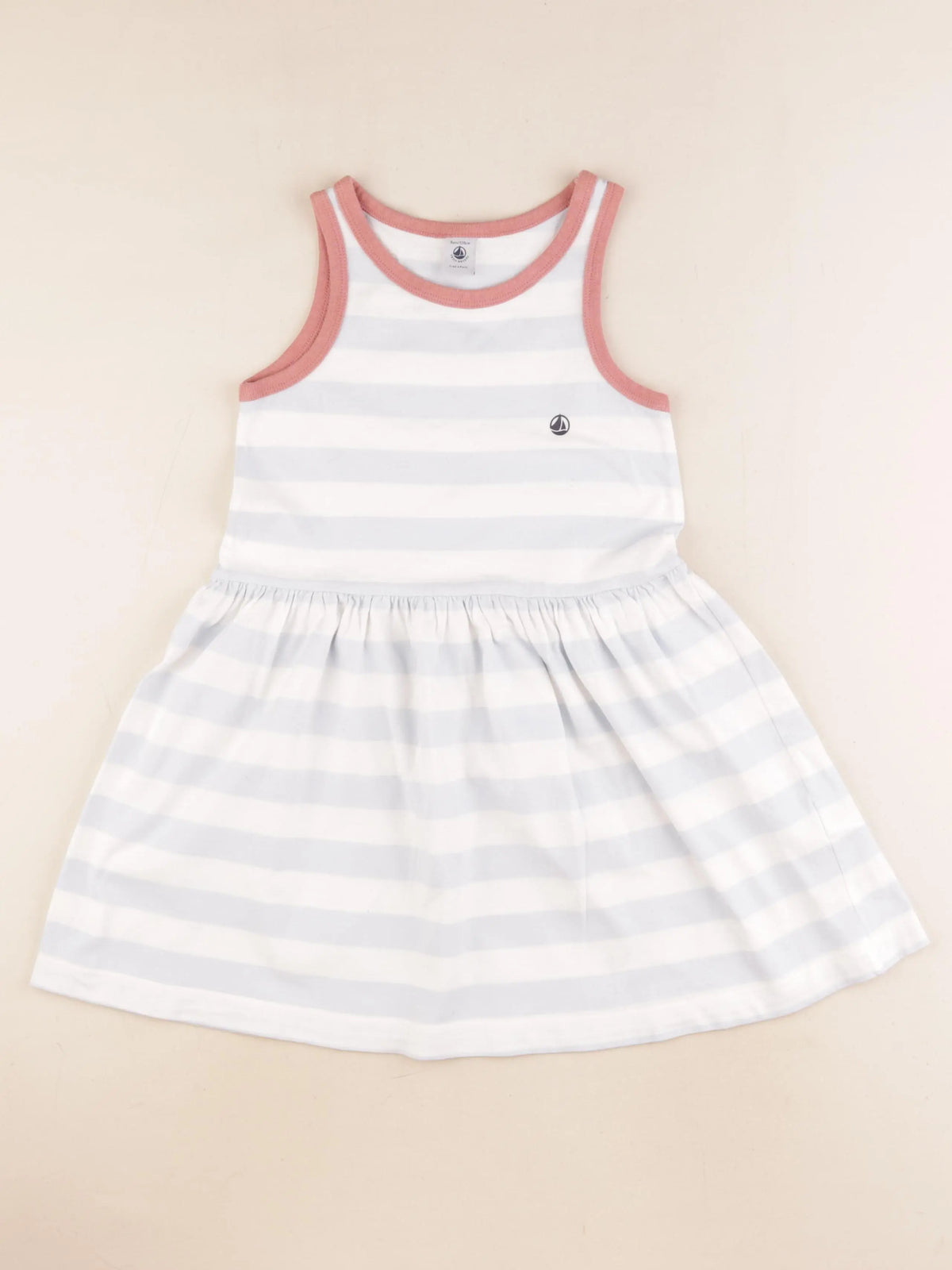 Petit Bateau - robe blanc, bleu - 8 ans