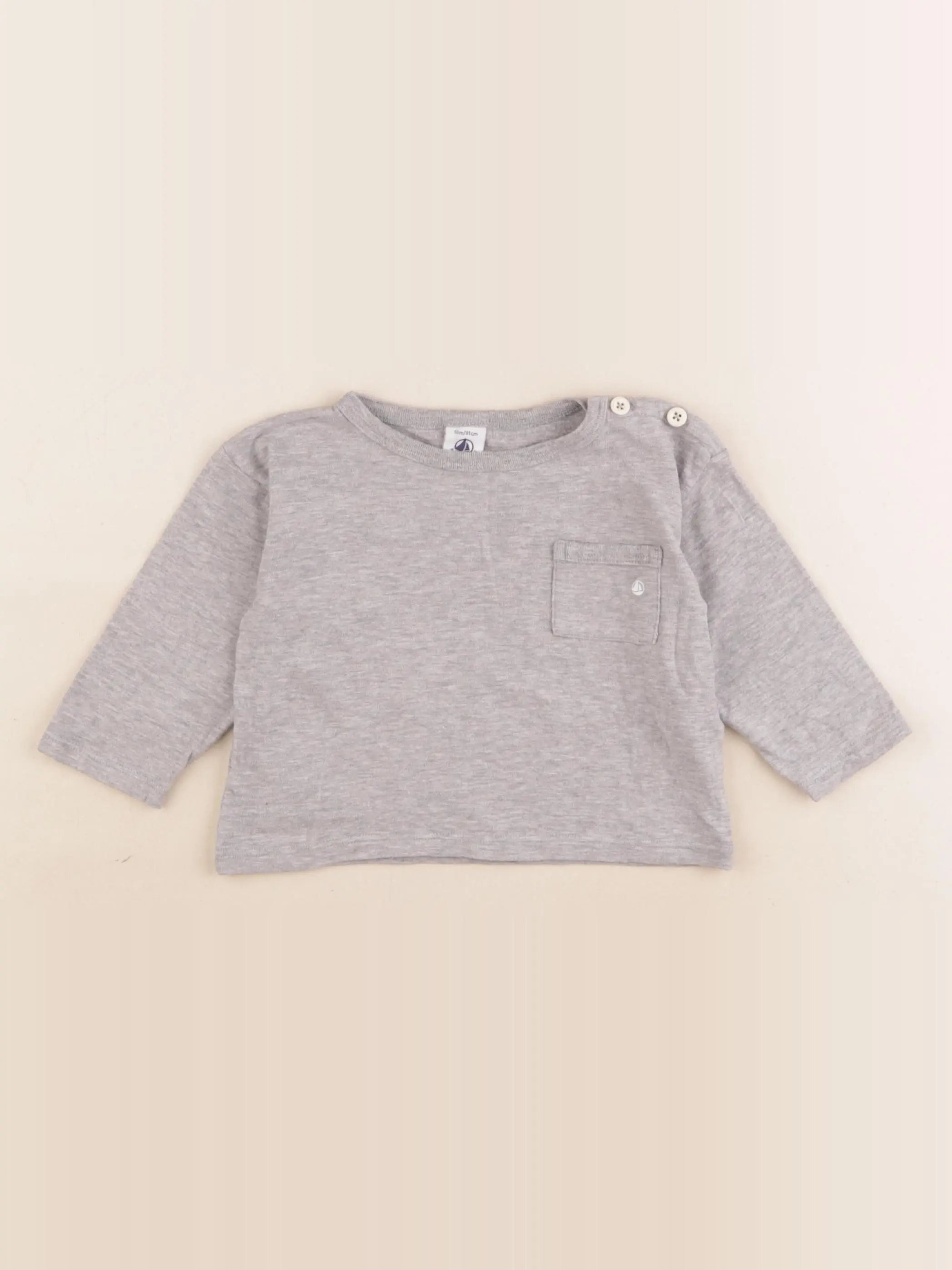 Petit Bateau - tee-shirt gris - 18 mois