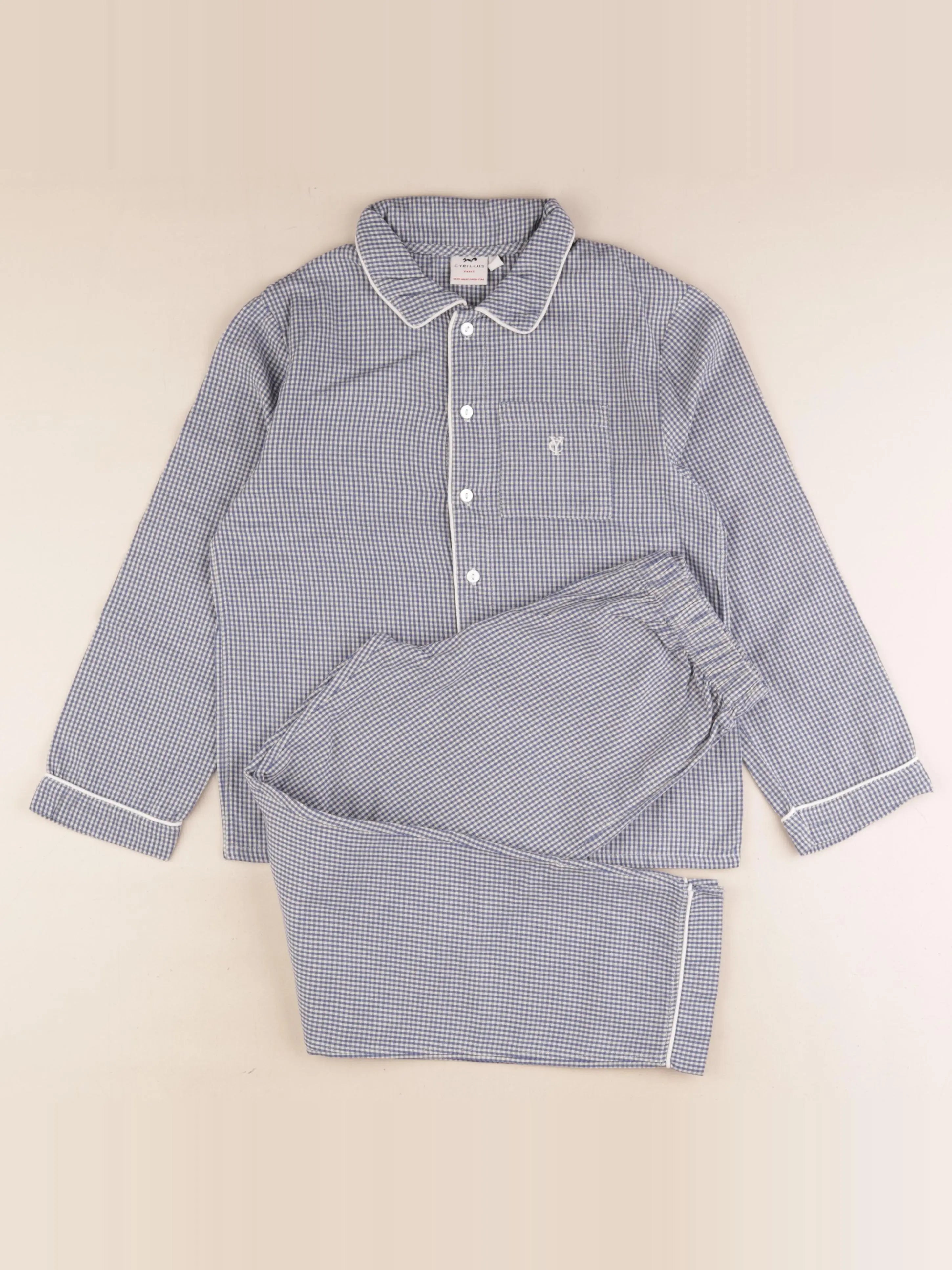 Cyrillus - pyjama coton bleu, blanc - 10 ans