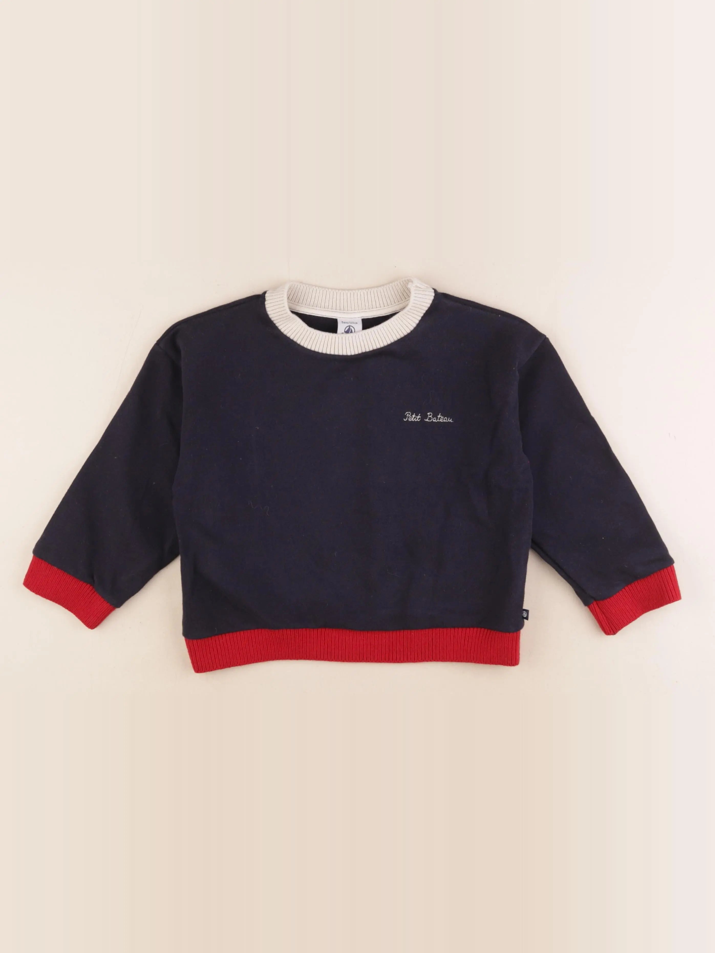 Petit Bateau - sweat bleu - 5 ans