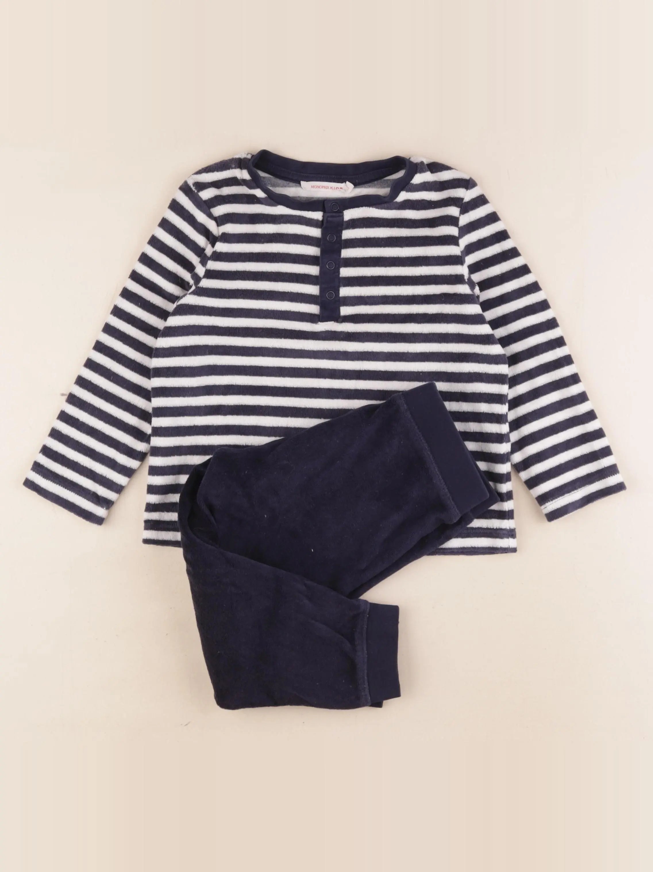 Monoprix - pyjama velours bleu - 3 ans