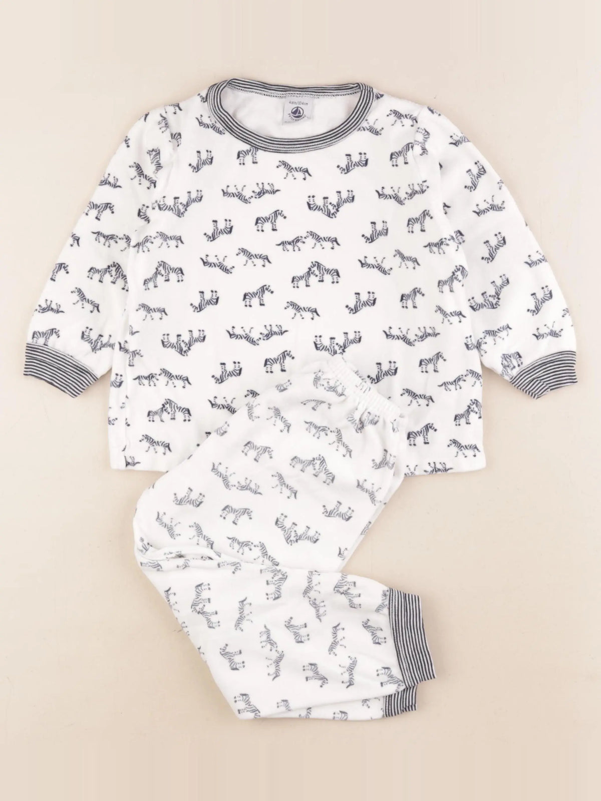 Petit Bateau - pyjama velours bleu - 4 ans
