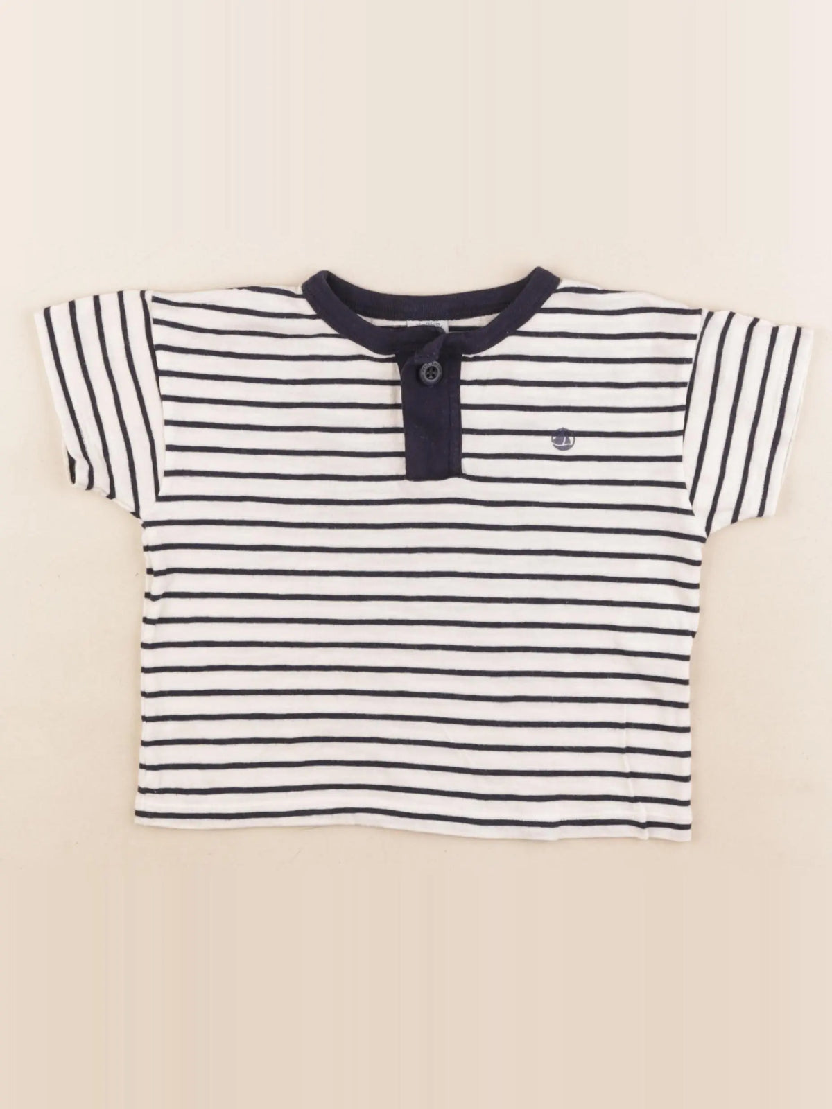 Petit Bateau - tee-shirt blanc, bleu - 24 mois