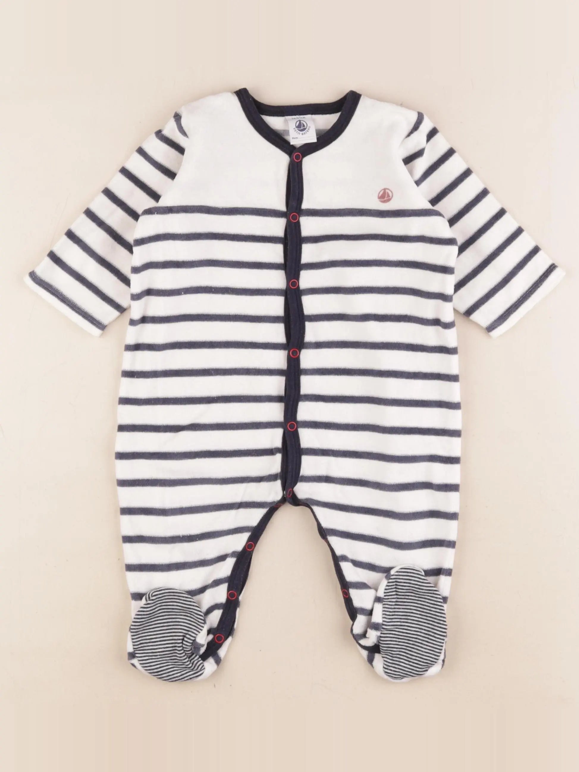 Petit Bateau - pyjama velours bleu - 6 mois