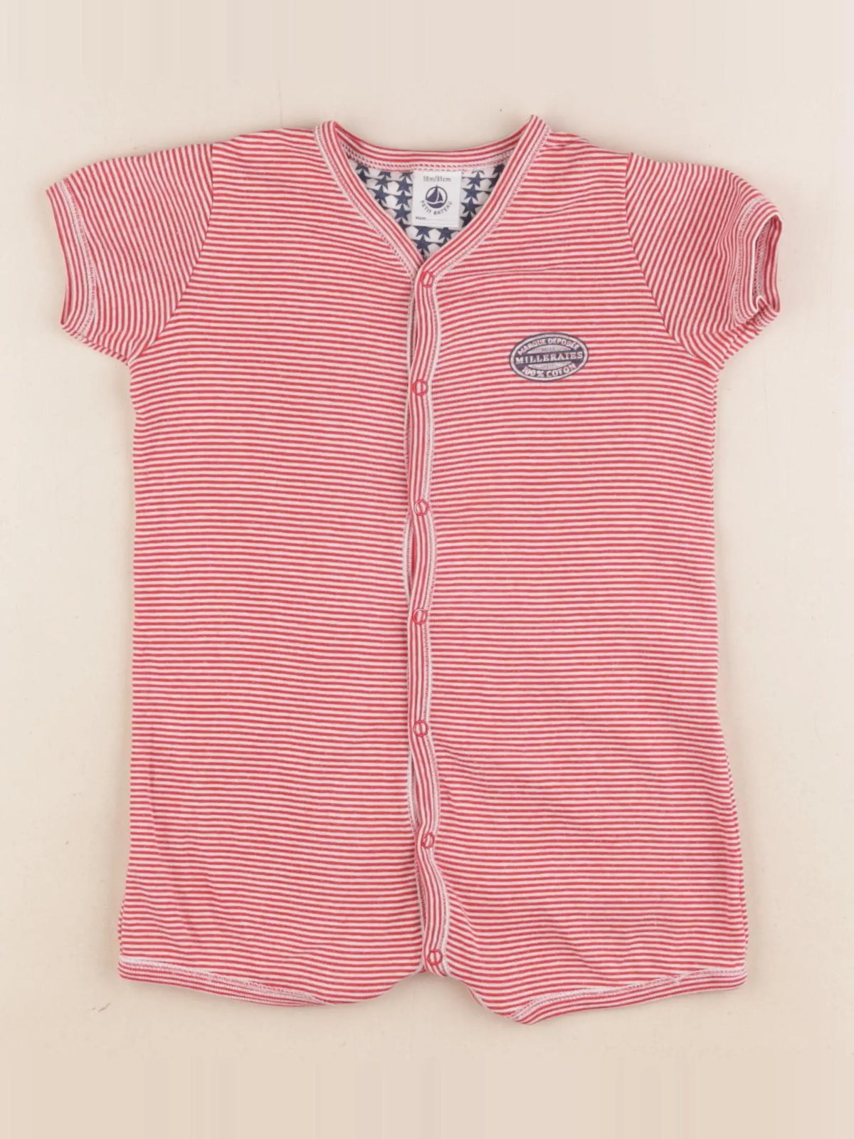 Petit Bateau - pyjama coton rouge - 18 mois