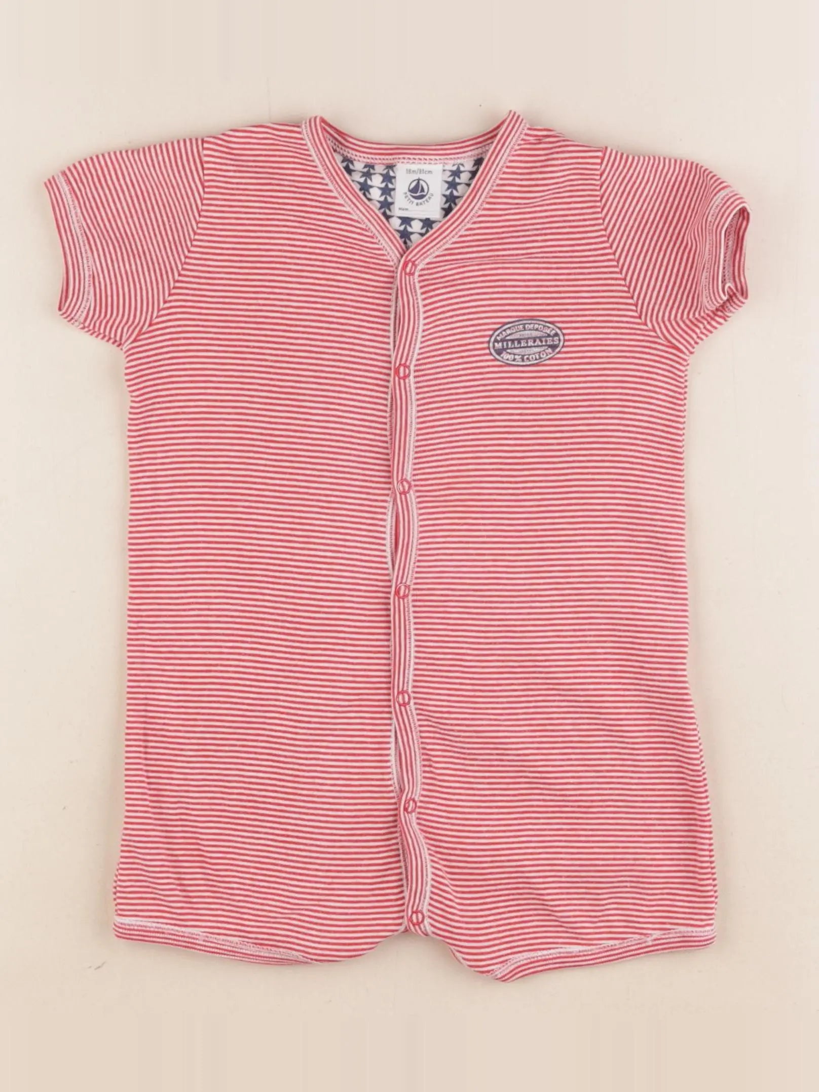 Petit Bateau - pyjama coton rouge - 18 mois