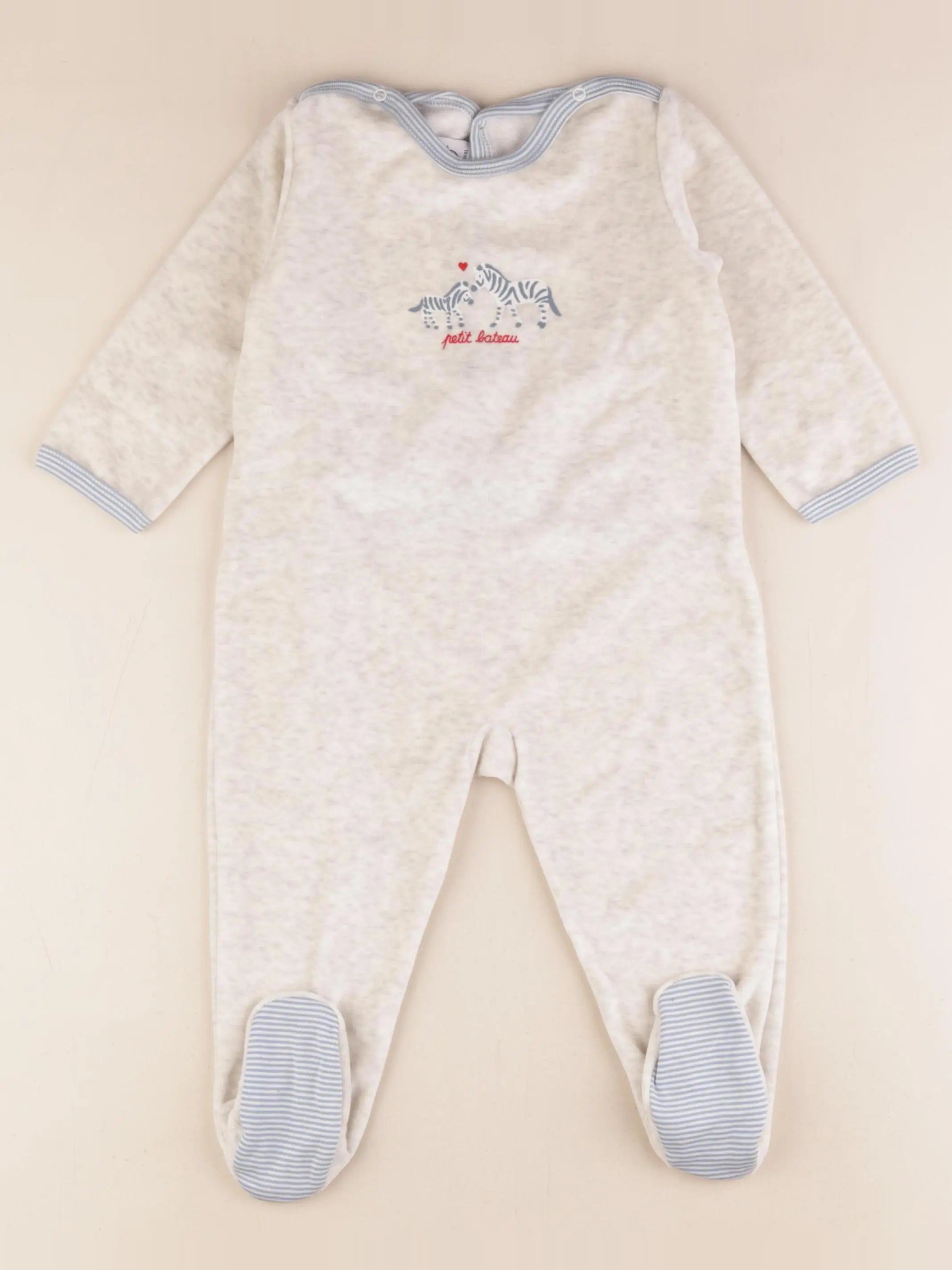 Petit Bateau - pyjama velours beige - 18 mois