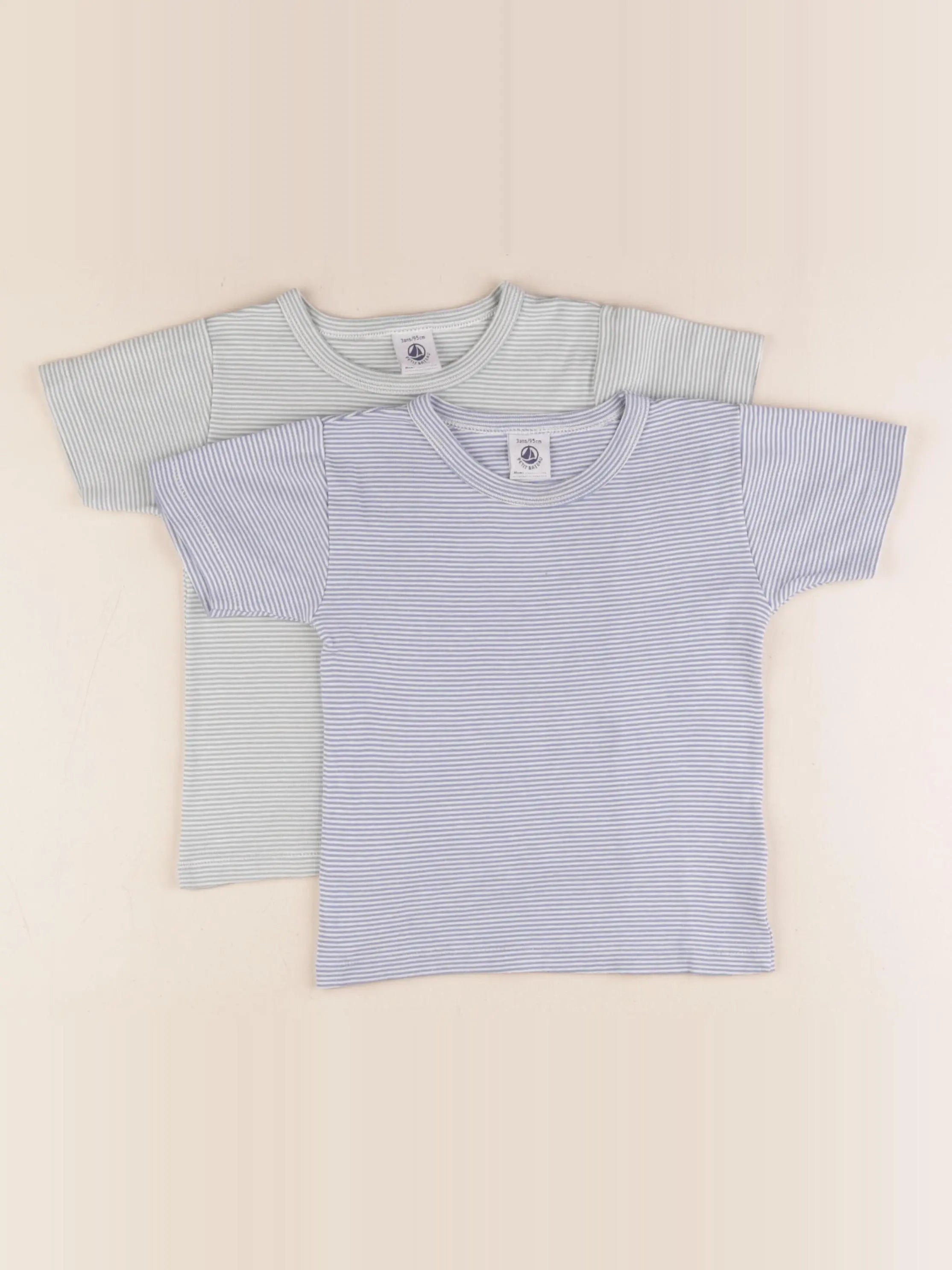 Petit Bateau - lot de 2 maillots de corps bleu, vert - 3 ans