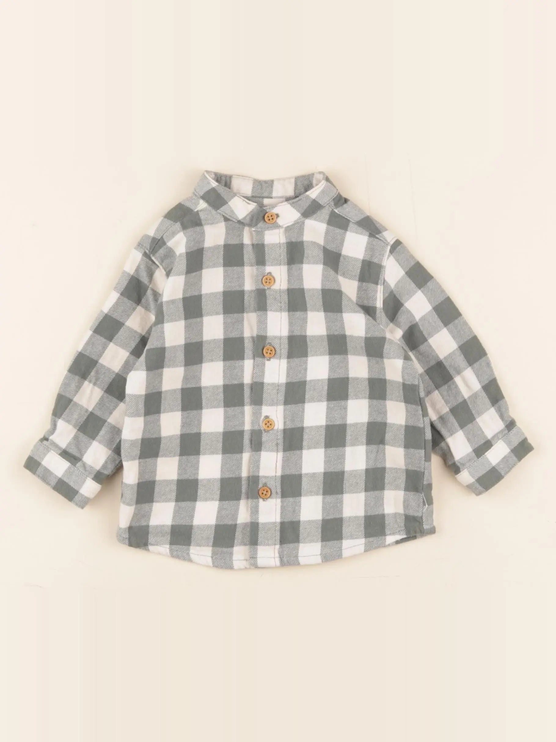 Boutchou - chemise vert, blanc - 6 mois