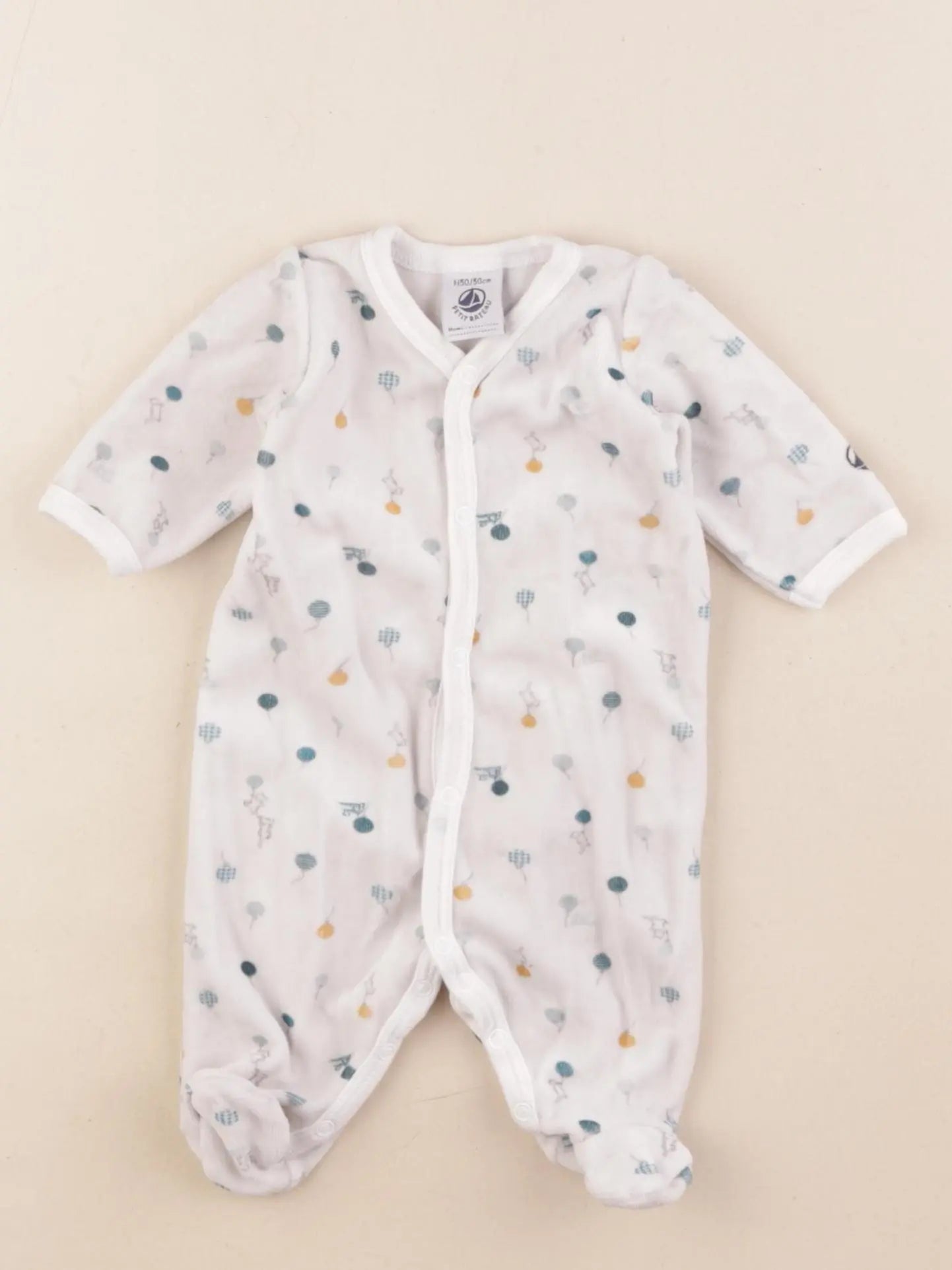 Petit Bateau - pyjama velours gris - 0 mois