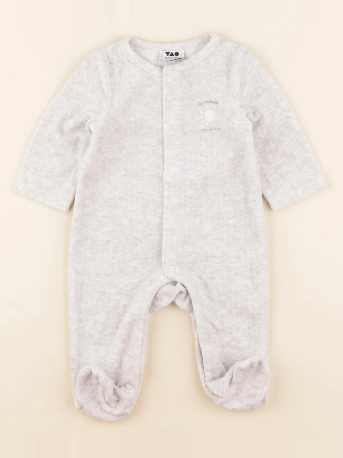 Tape à l'oeil - pyjama velours gris - 3 mois